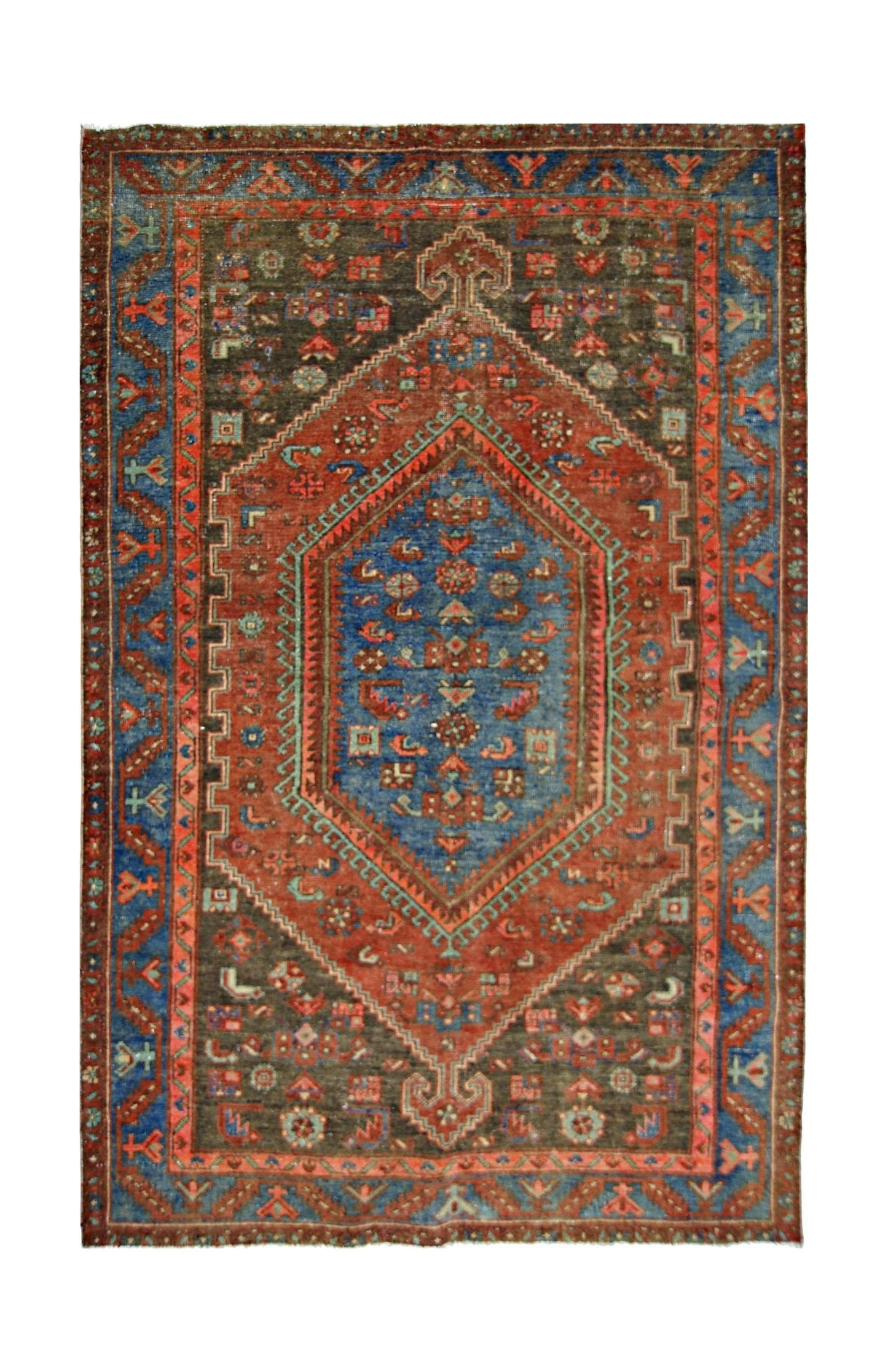 Handmade Vintage Persian Hamadan Rug | 196 x 134 cm | 6'5" x 4'5" - Najaf Rugs & Textile