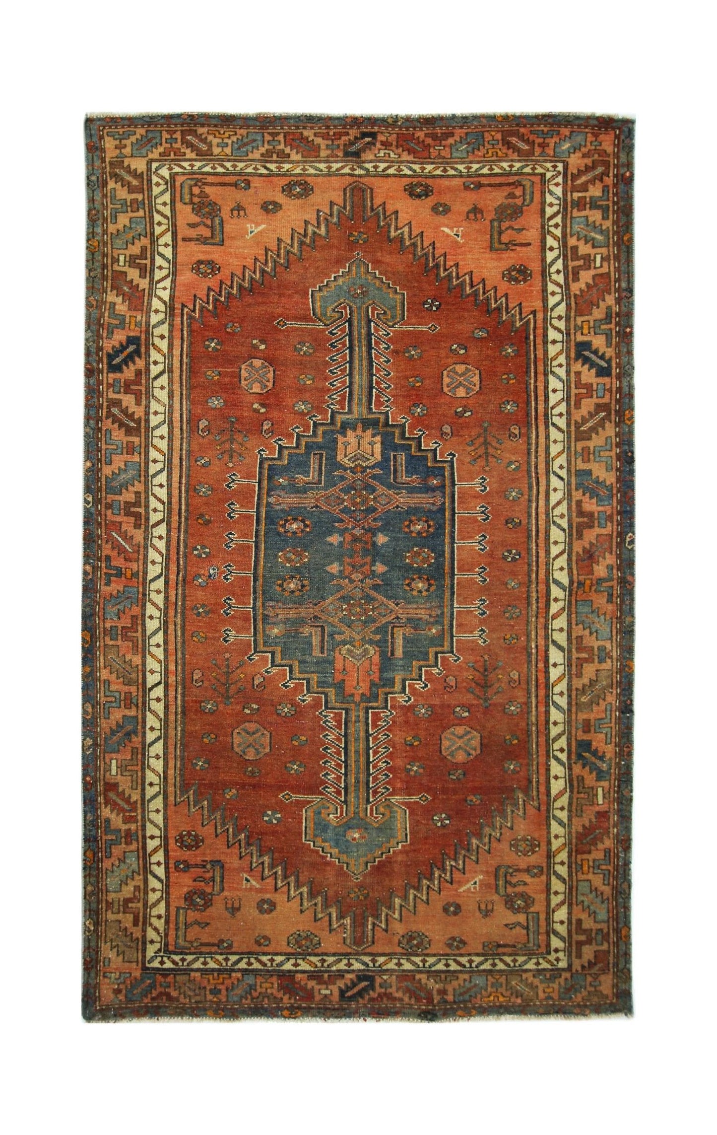 Handmade Vintage Persian Hamadan Rug | 197 x 120 cm | 6'6" x 3'11" - Najaf Rugs & Textile