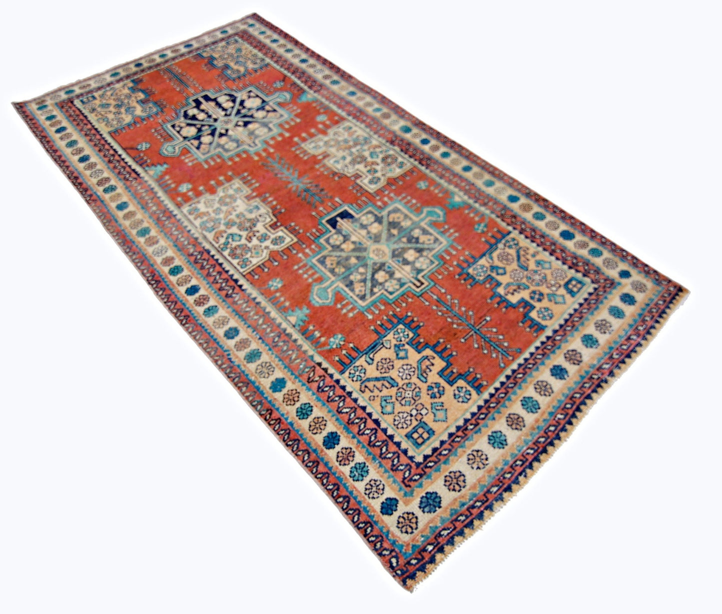 Handmade Vintage Persian Rug | 200 x 100 cm | 6'7" x 3'3" - Najaf Rugs & Textile