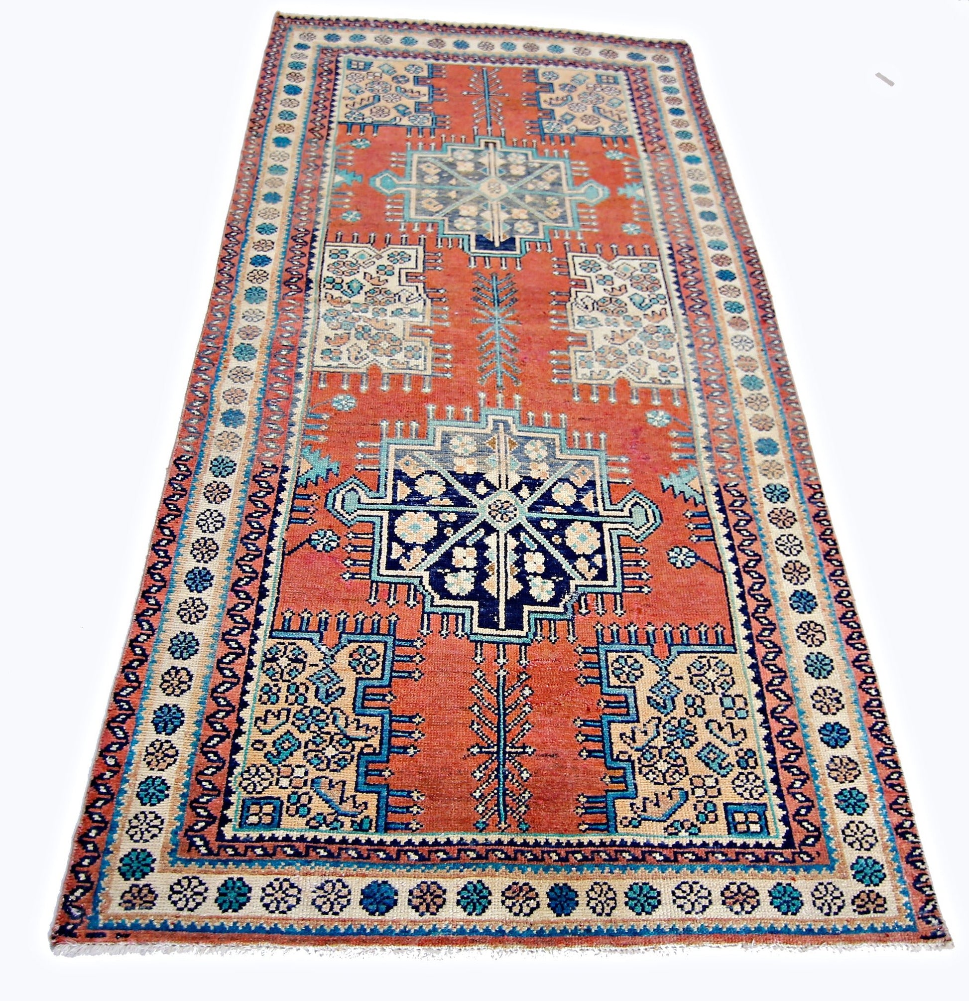 Handmade Vintage Persian Rug | 200 x 100 cm | 6'7" x 3'3" - Najaf Rugs & Textile