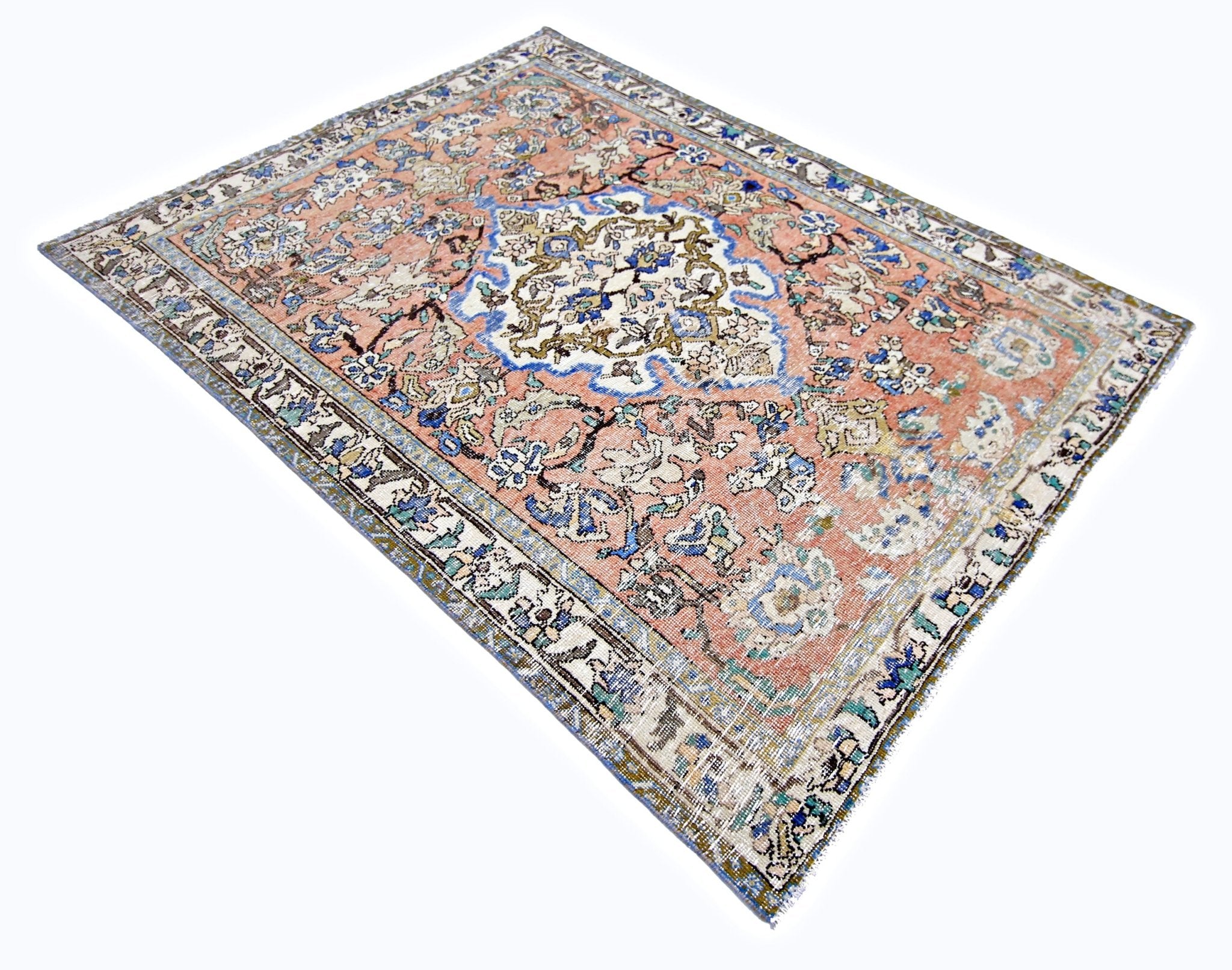 Handmade Vintage Persian Rug | 201 x 146 cm | 6'7" x 4'10" - Najaf Rugs & Textile