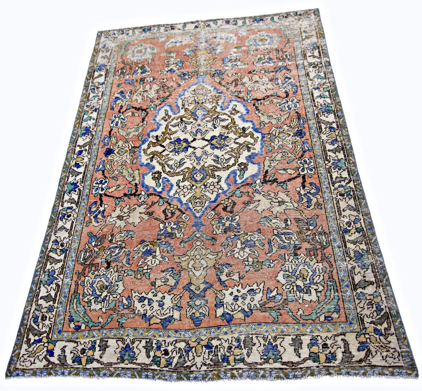 Handmade Vintage Persian Rug | 201 x 146 cm | 6'7" x 4'10" - Najaf Rugs & Textile