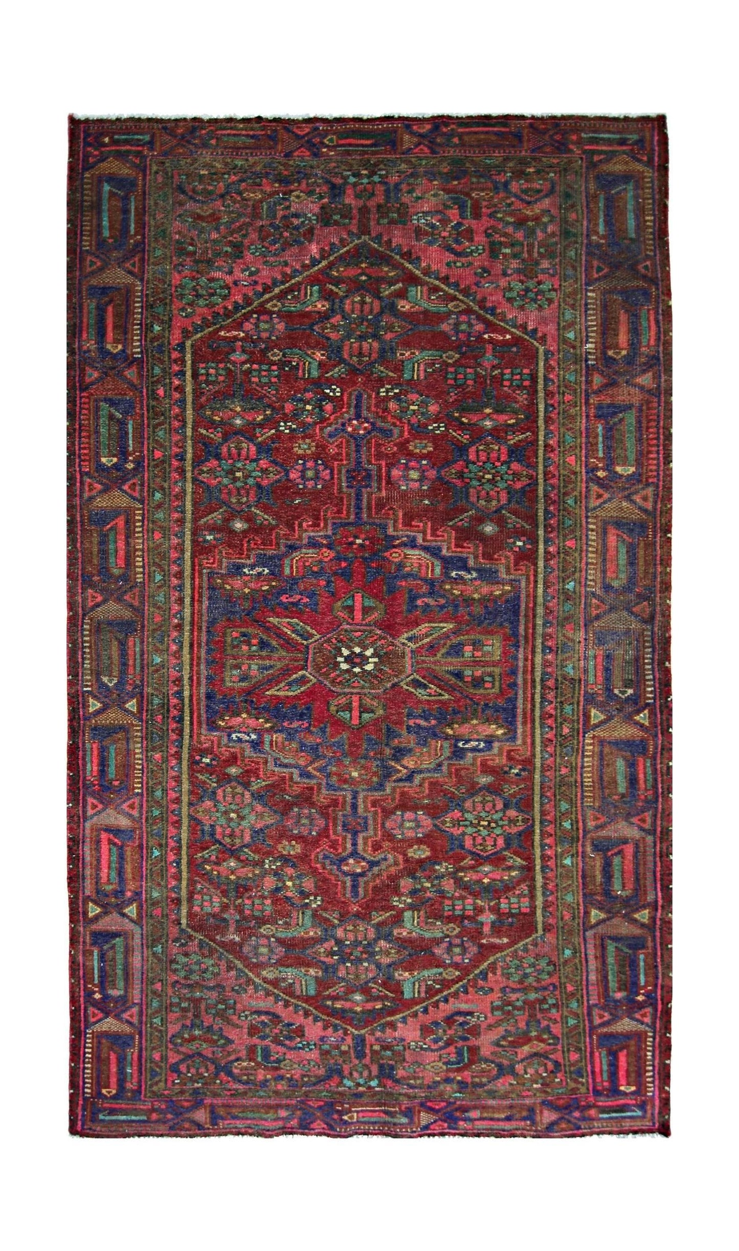 Handmade Vintage Persian Hamadan Rug | 202 x 123 cm | 6'8" x 4' - Najaf Rugs & Textile