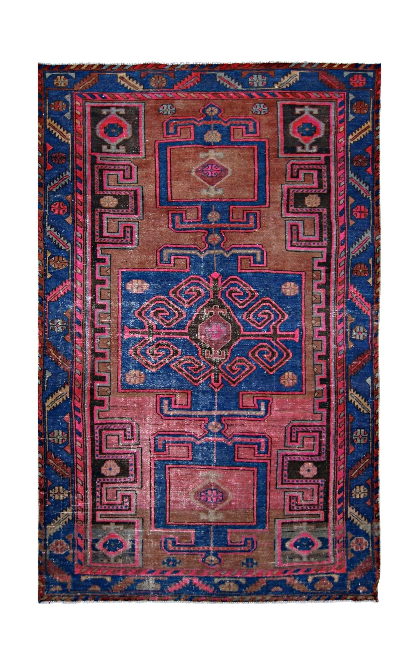 Handmade Vintage Persian Hamadan Rug | 210 x 127 cm | 6'11" x 4'2" - Najaf Rugs & Textile