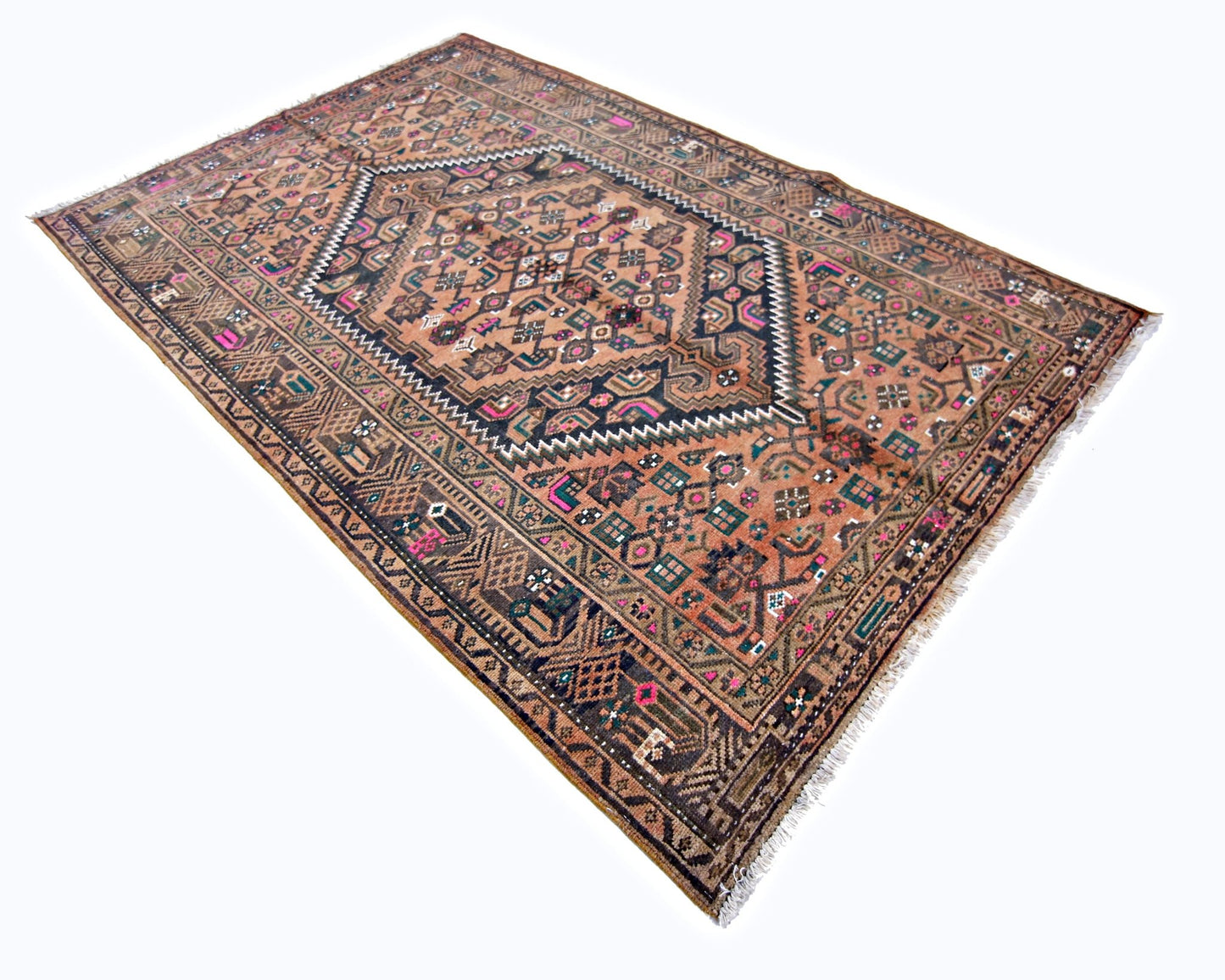 Handmade Vintage Persian Rug | 216 x 143 cm | 7'1" x 4'8" - Najaf Rugs & Textile