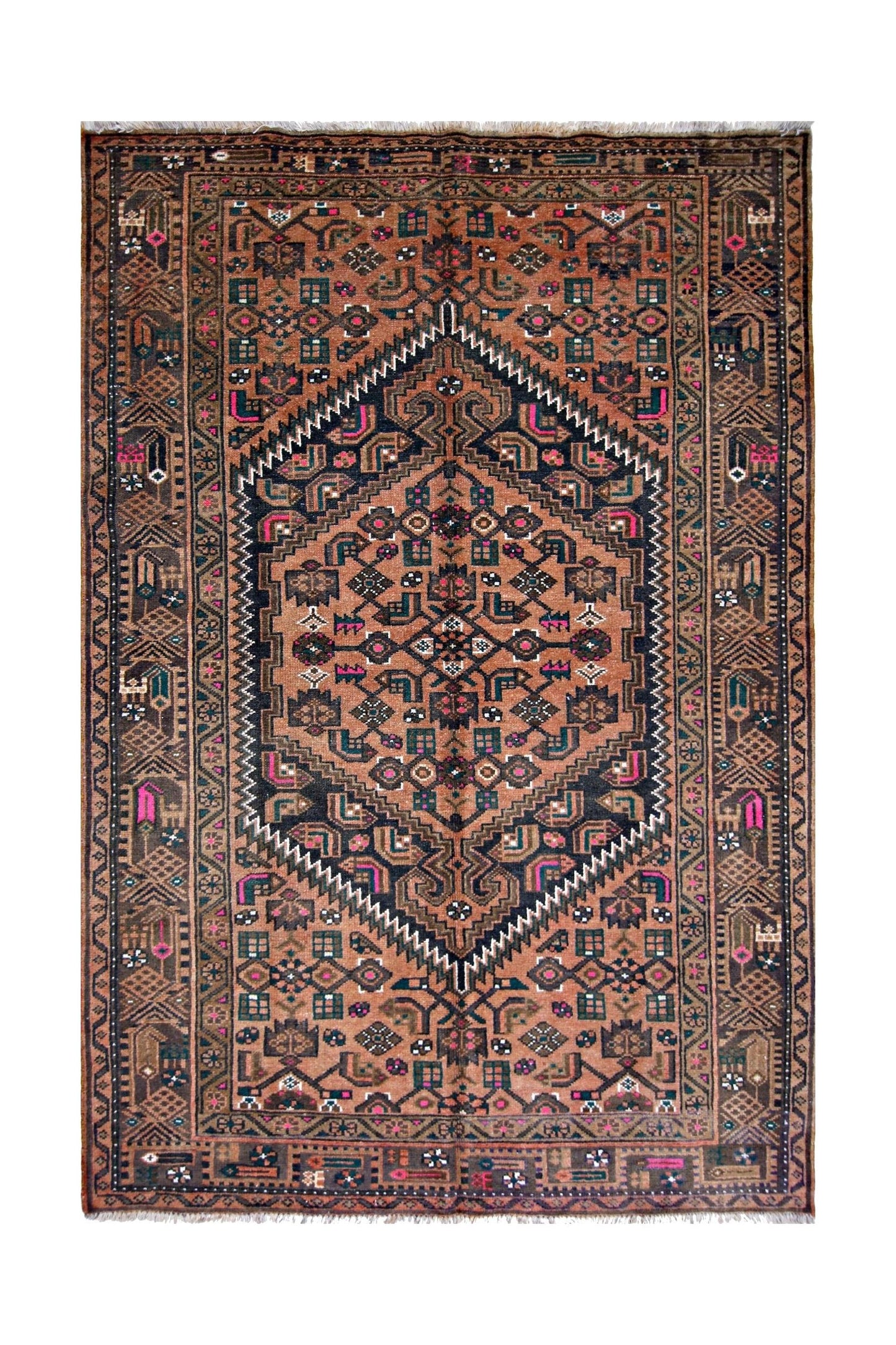 Handmade Vintage Persian Rug | 216 x 143 cm | 7'1" x 4'8" - Najaf Rugs & Textile