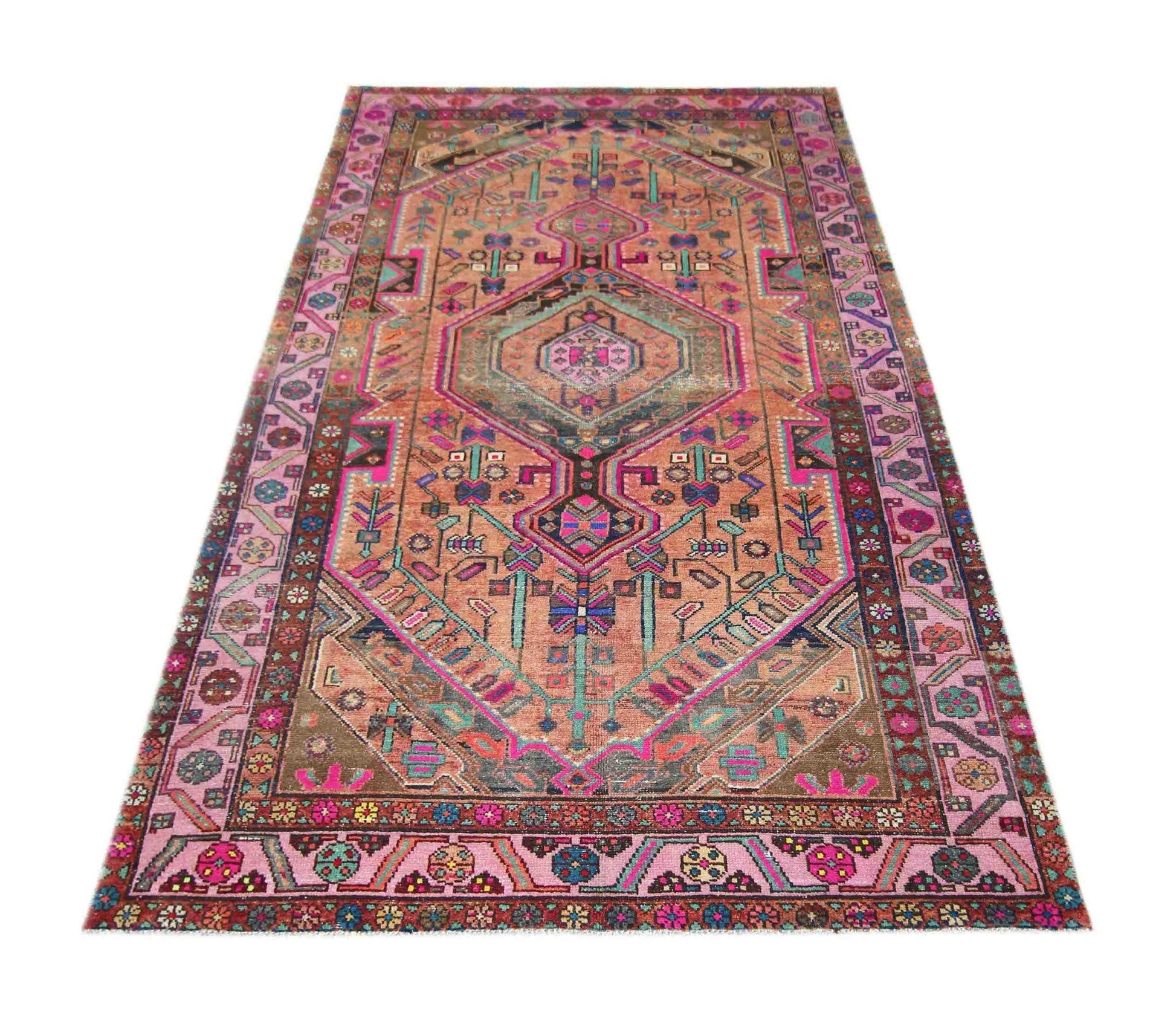 Handmade Vintage Persian Rug | 253 x 146 cm | 8'4" x 4'9" - Najaf Rugs & Textile