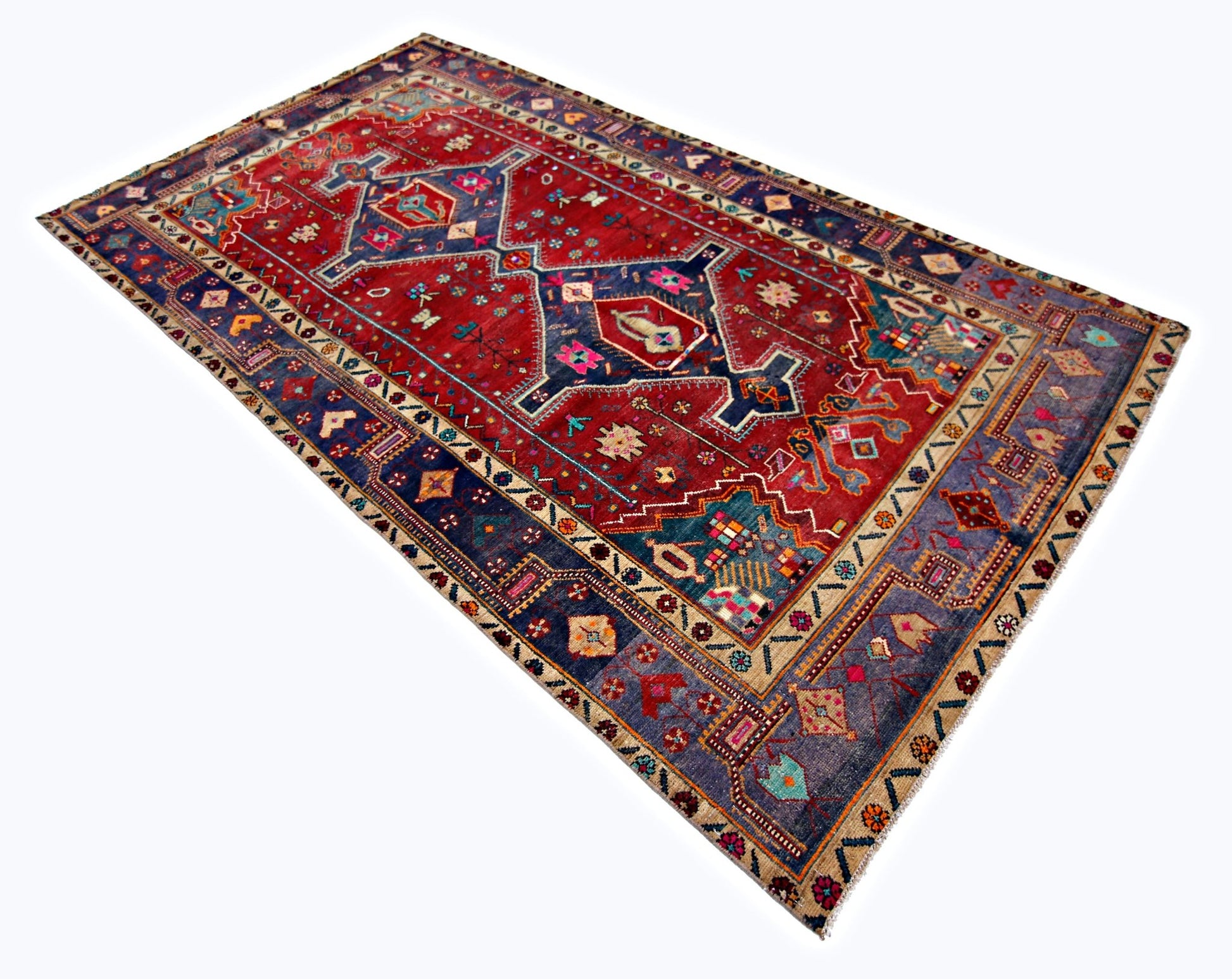 Handmade Vintage Persian Rug | 263 x 142 cm | 8'8" x 4'8" - Najaf Rugs & Textile
