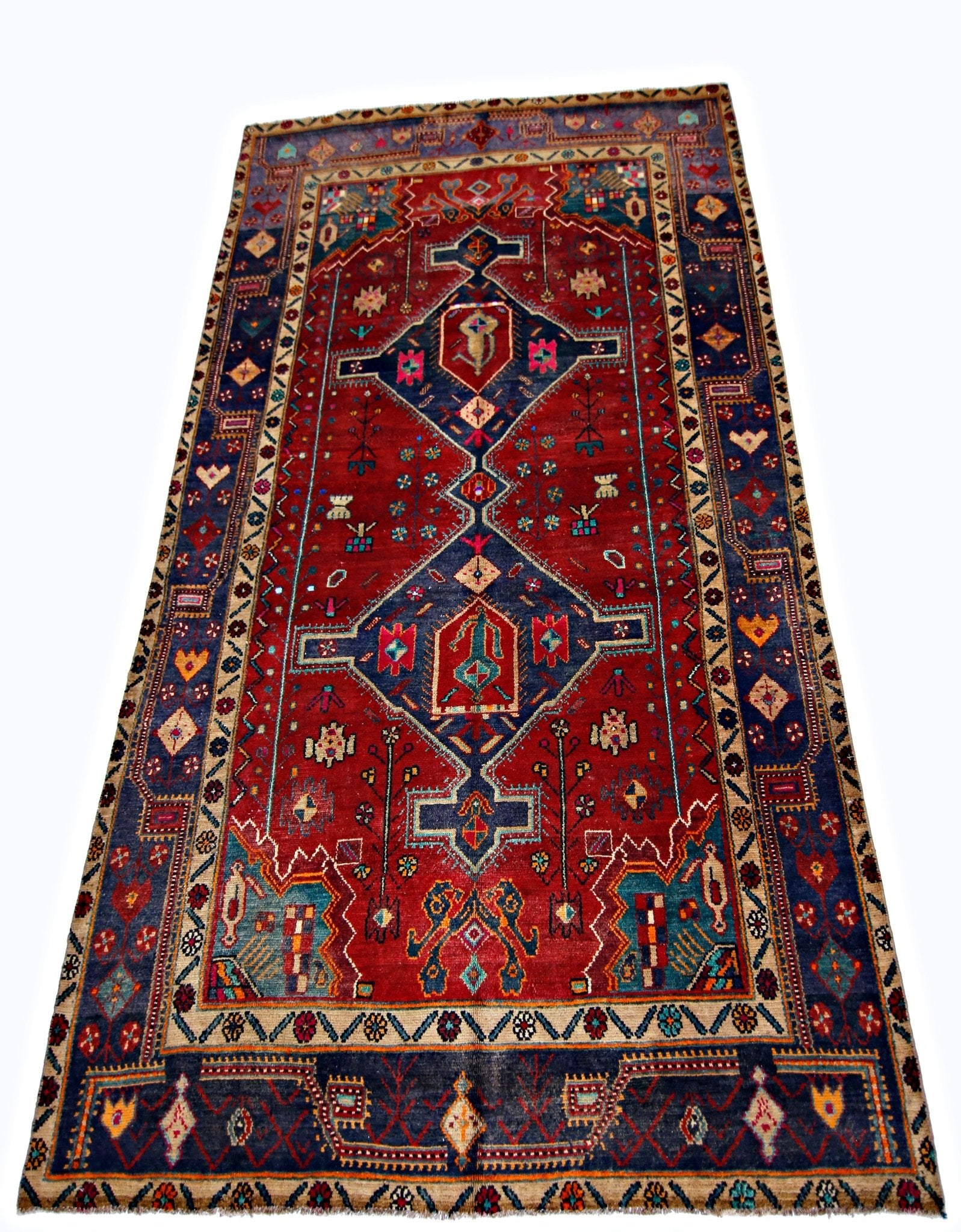 Handmade Vintage Persian Rug | 263 x 142 cm | 8'8" x 4'8" - Najaf Rugs & Textile