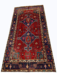 Handmade Vintage Persian Rug | 263 x 142 cm | 8'8" x 4'8" - Najaf Rugs & Textile