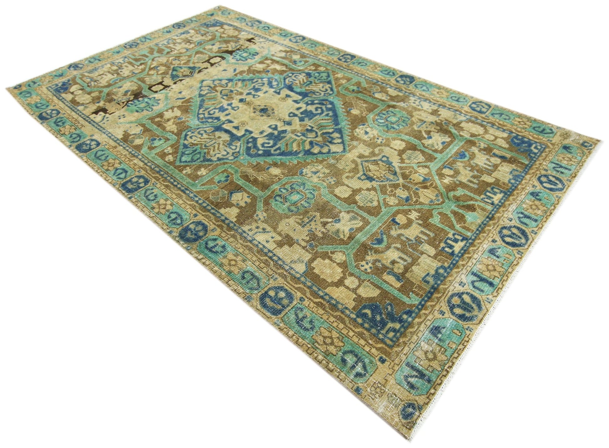 Handmade Vintage Persian Rug | 278 x 158 cm | 9'1" x 5'2" - Najaf Rugs & Textile