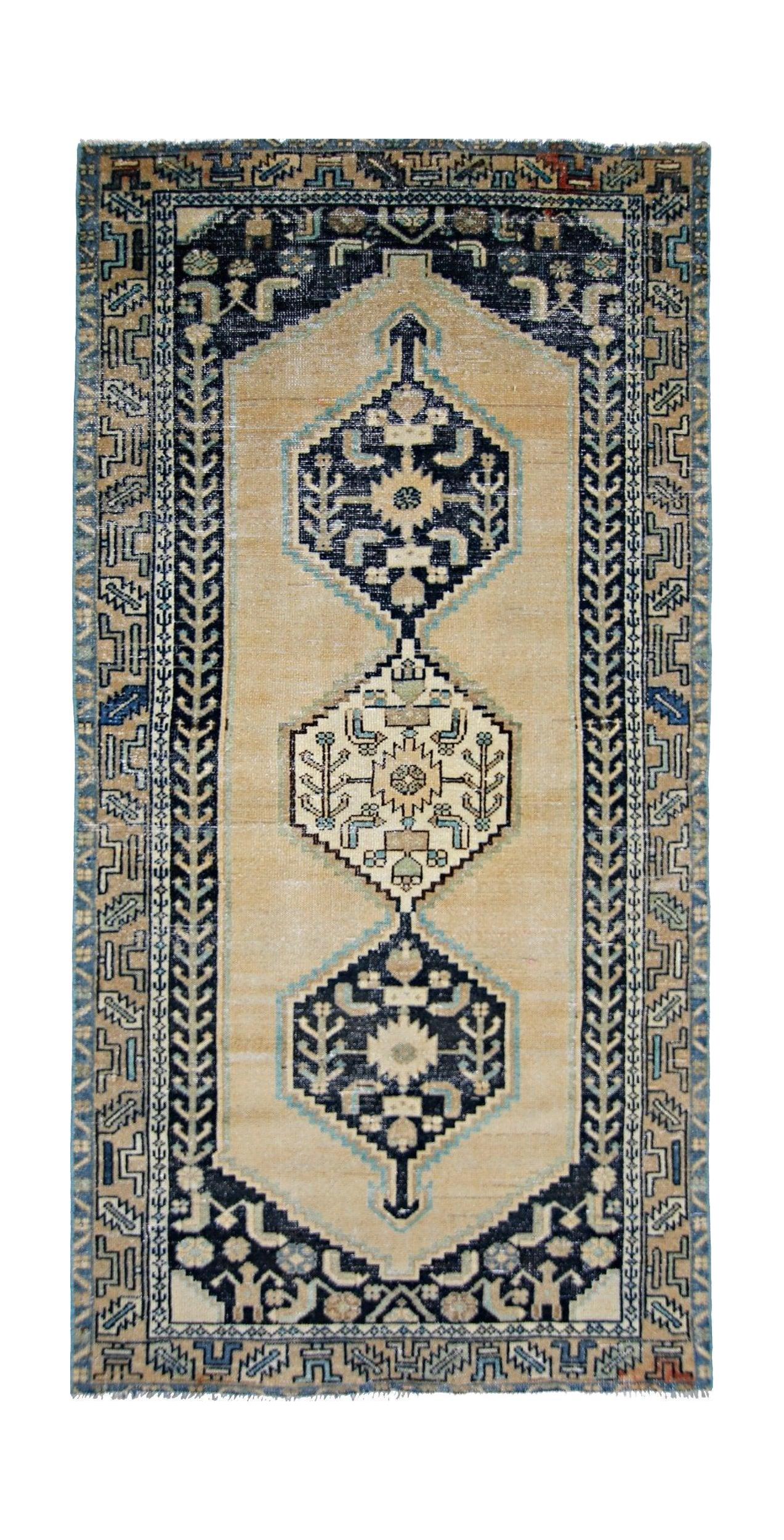 Handmade Vintage Persian Hallway Runner | 197 x 98 cm | 6'6" x 3'2" - Najaf Rugs & Textile
