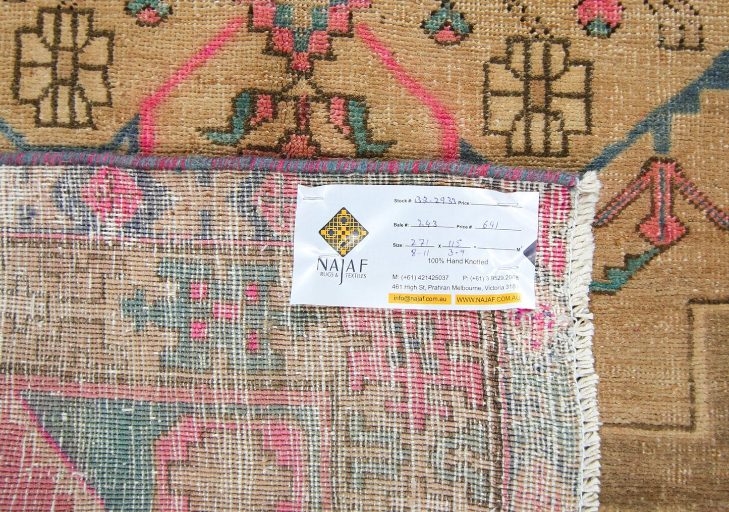 Handmade Vintage Persian Rug | 271 x 115 cm | 8'11" x 3'9" - Najaf Rugs & Textile