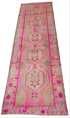 Handmade Vintage Persian Hallway Runner | 293 x 110 cm | 9'8" x 3'7" - Najaf Rugs & Textile