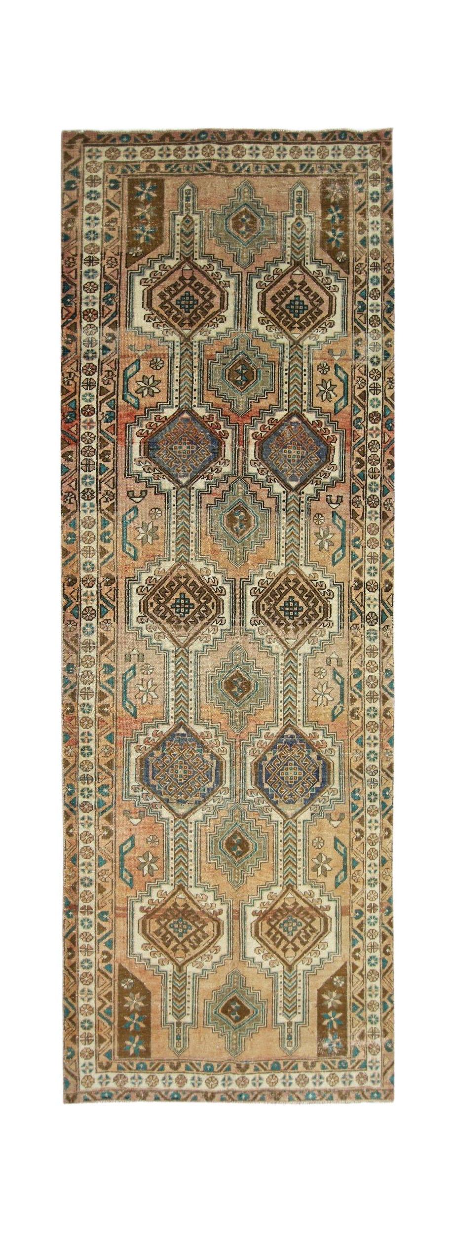 Handmade Vintage Persian Hallway Runner | 295 x 101 cm | 9'8" x 3'4" - Najaf Rugs & Textile