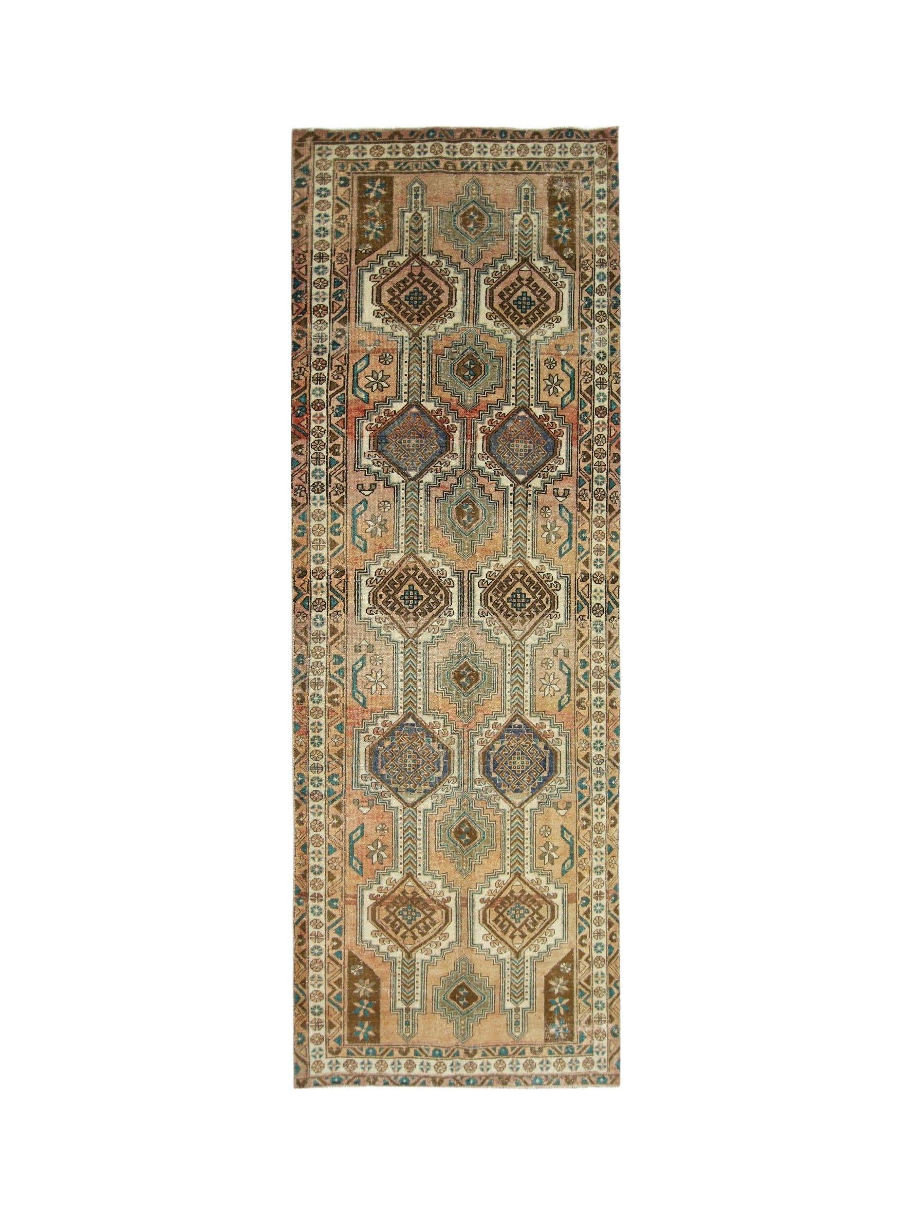 Handmade Vintage Persian Hallway Runner | 295 x 101 cm | 9'8" x 3'4" - Najaf Rugs & Textile
