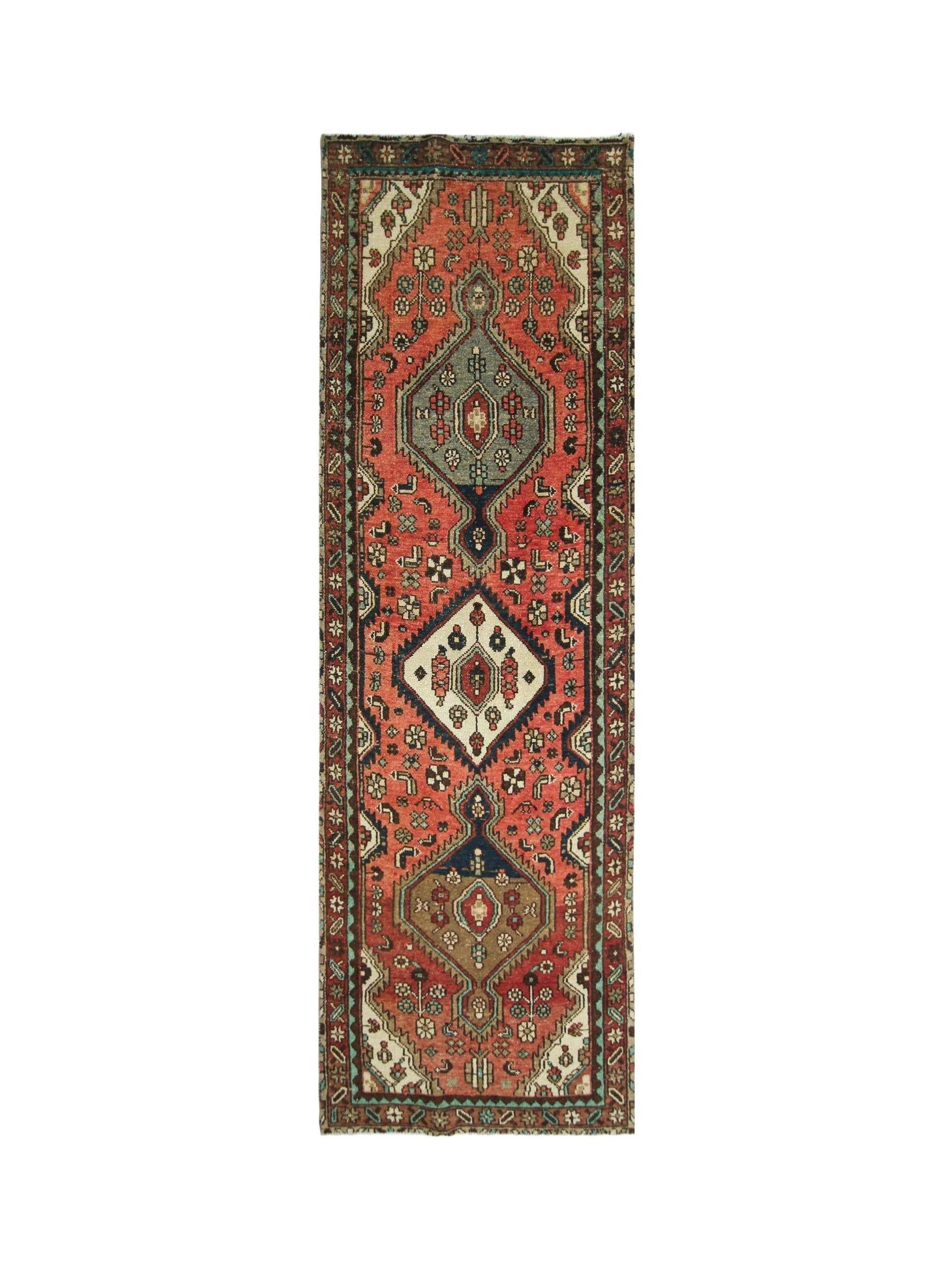 Handmade Vintage Persian Hallway Runner | 295 x 94 cm | 9'8" x 3'1" - Najaf Rugs & Textile