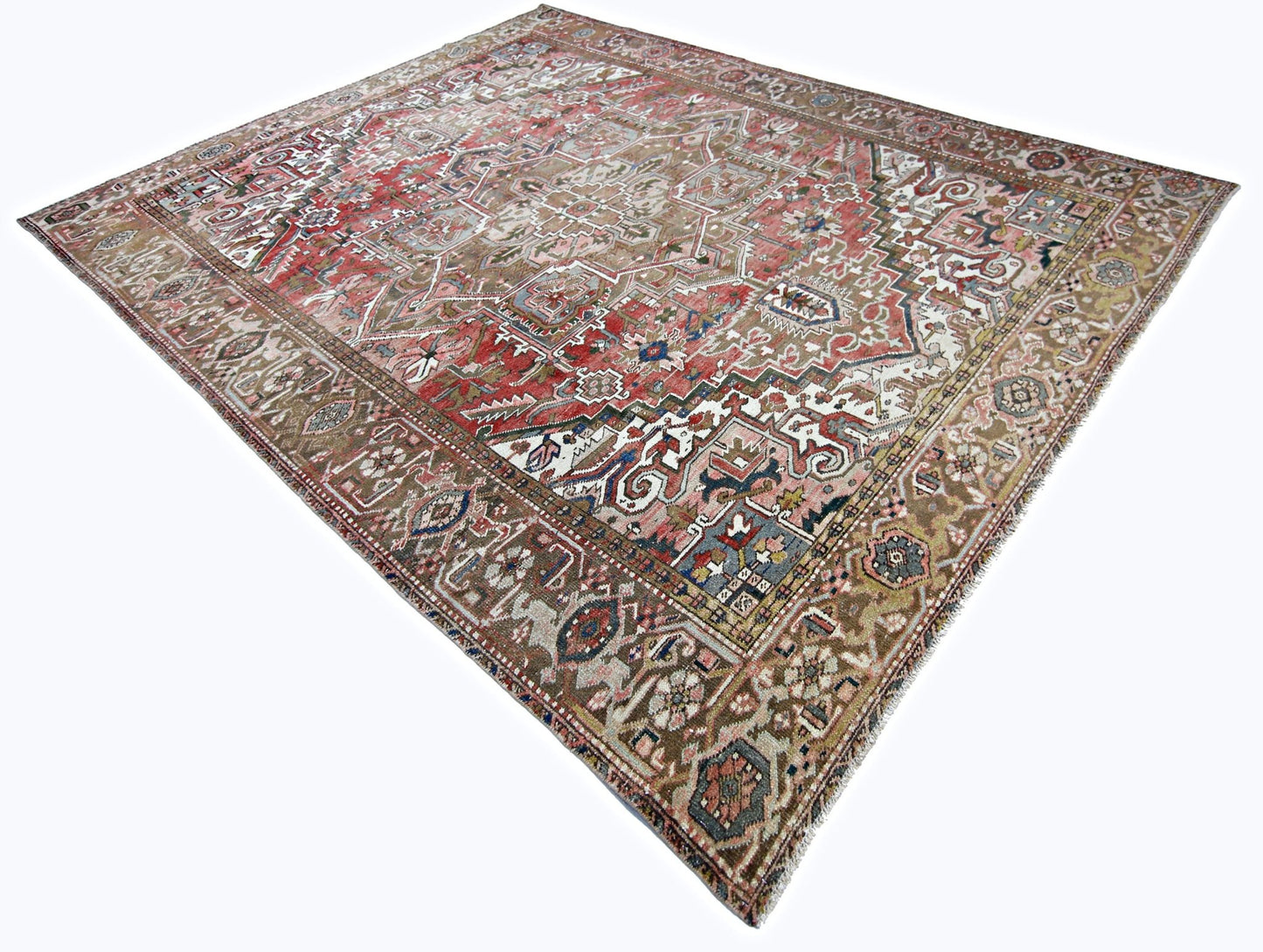 Handmade Vintage Persian Heriz Rug | 344 x 262 cm | 11'6" x 8'7" - Najaf Rugs & Textile