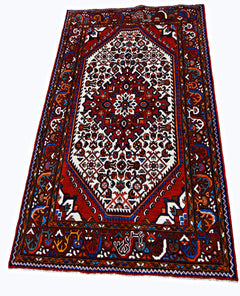 Handmade Vintage Persian Hamadan Rug | 165 x 103 cm | 5'5" x 3'5" - Najaf Rugs & Textile