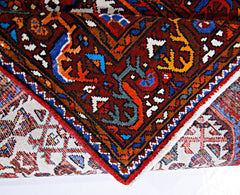 Handmade Vintage Persian Hamadan Rug | 165 x 103 cm | 5'5" x 3'5" - Najaf Rugs & Textile