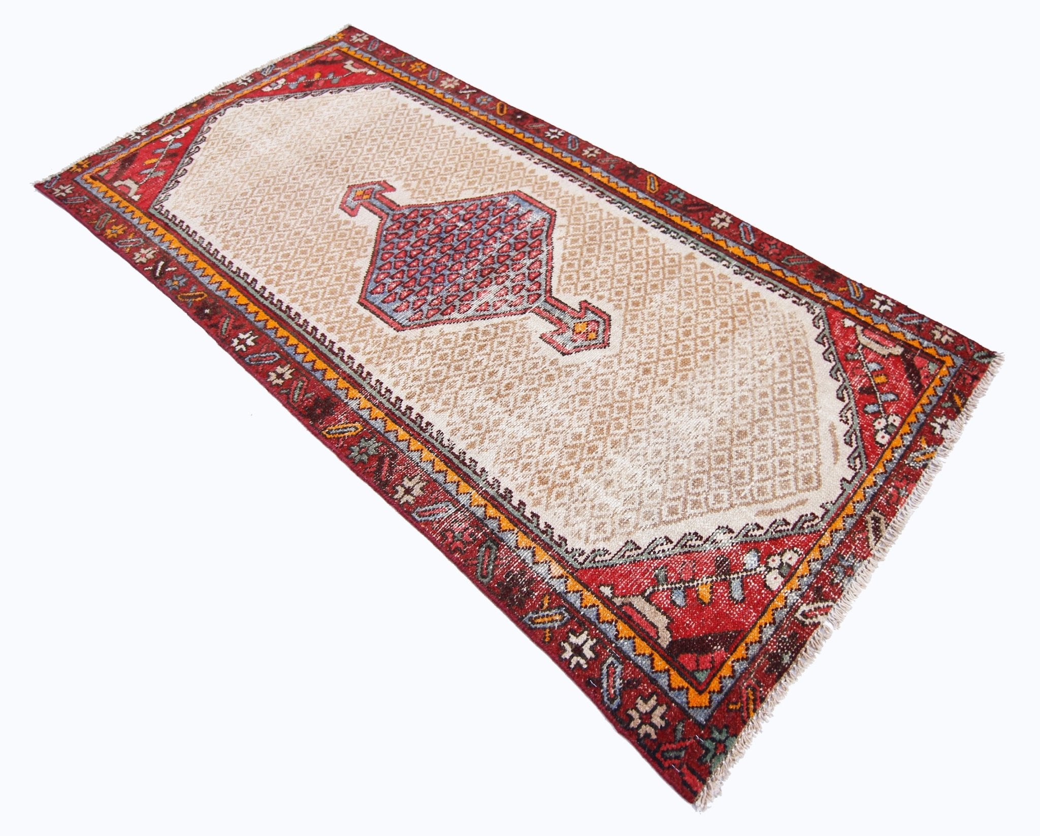Handmade Vintage Persian Rug | 176 x 86 cm | 5'9"x 2'10" - Najaf Rugs & Textile
