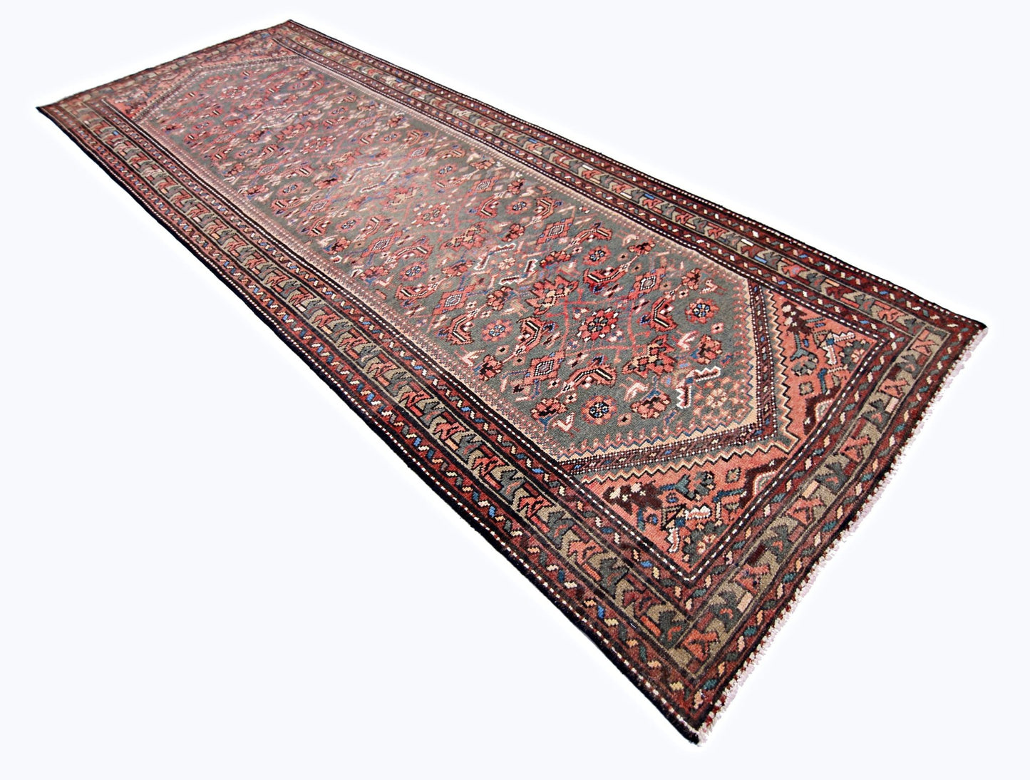 Handmade Vintage Persian Hamadan Hallway Runner | 292 x 106 cm | 9'7" x 3'6" - Najaf Rugs & Textile