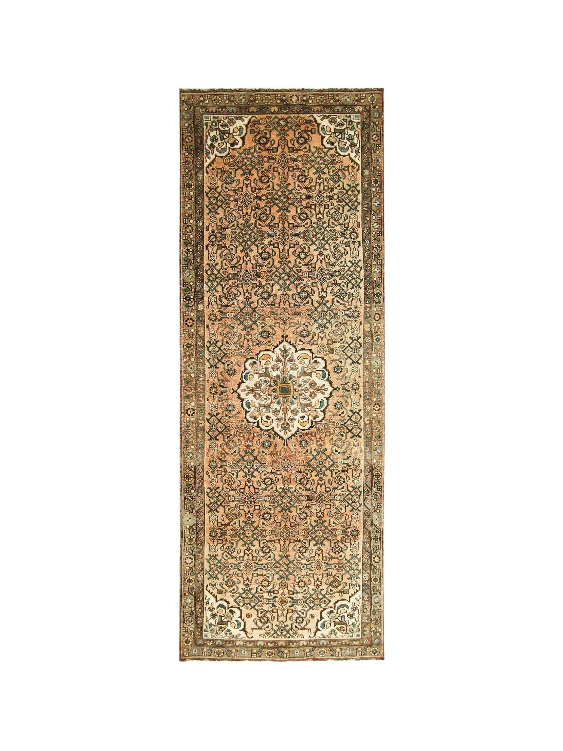 Handmade Vintage Persian Hossainabad Hallway Runner | 300 x 107 cm | 9'10" x 3'6" - Najaf Rugs & Textile