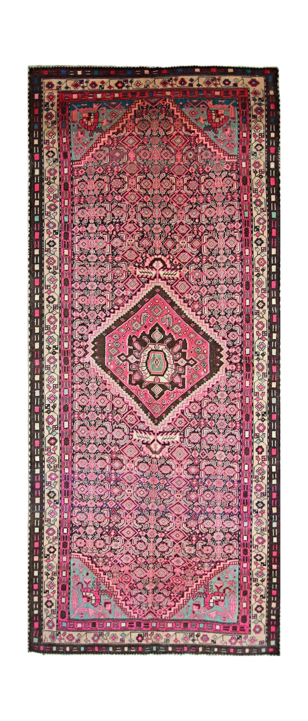 Handmade Vintage Persian Hallway Runner | 308 x 136 cm | 10'1" x 4'5" - Najaf Rugs & Textile