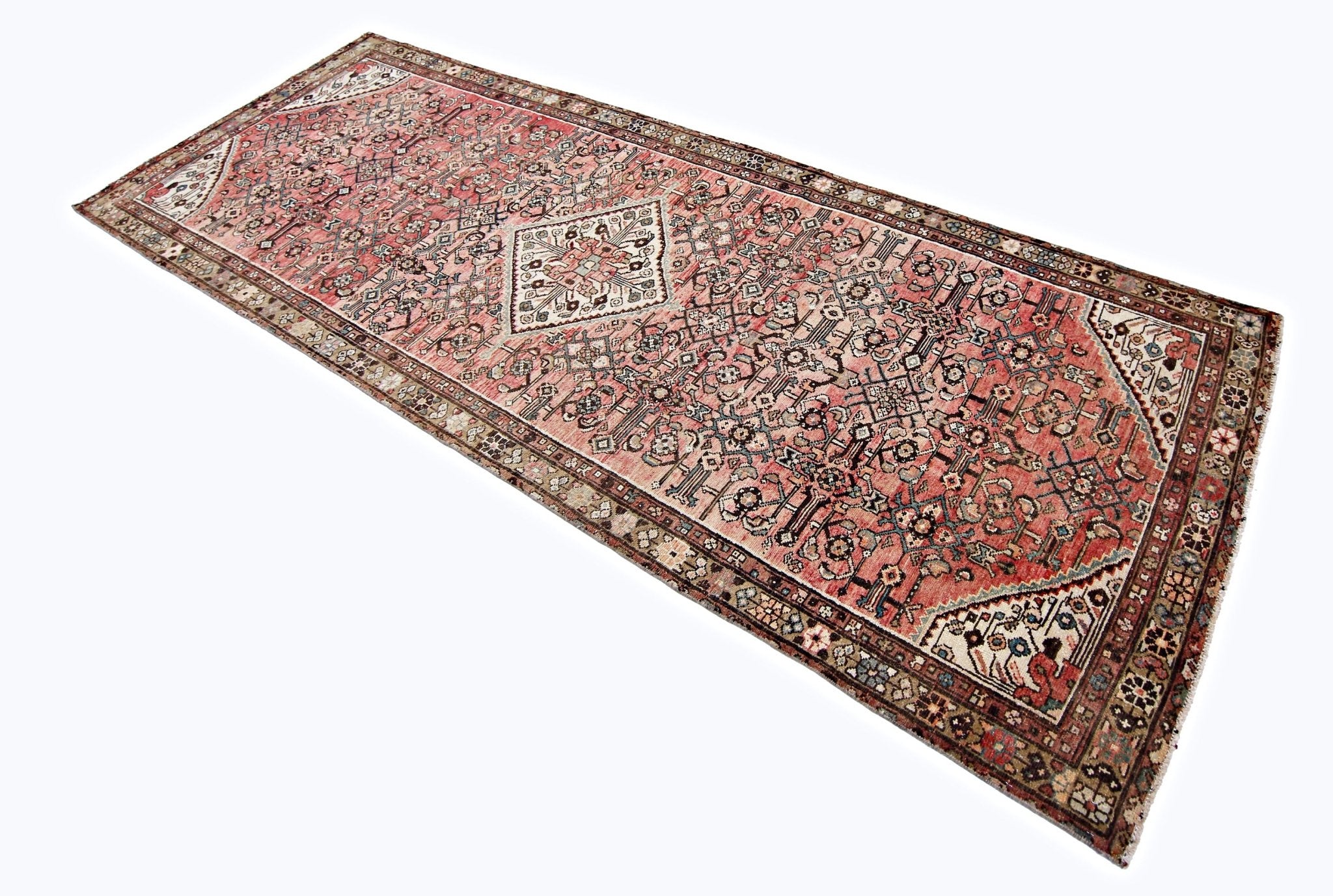 Handmade Vintage Persian Hamadan Hallway Runner | 309 x 117 cm | 10'2" x 3'10" - Najaf Rugs & Textile