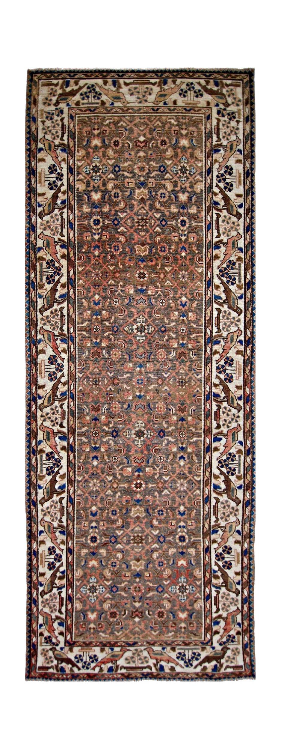 Handmade Vintage Persian Hallway Runner | 313 x 113 cm | 10'3" x 3'8" - Najaf Rugs & Textile