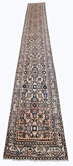 Handmade Vintage Persian Hallway Runner | 402 x 77 cm | 13'2" x 2'6" - Najaf Rugs & Textile