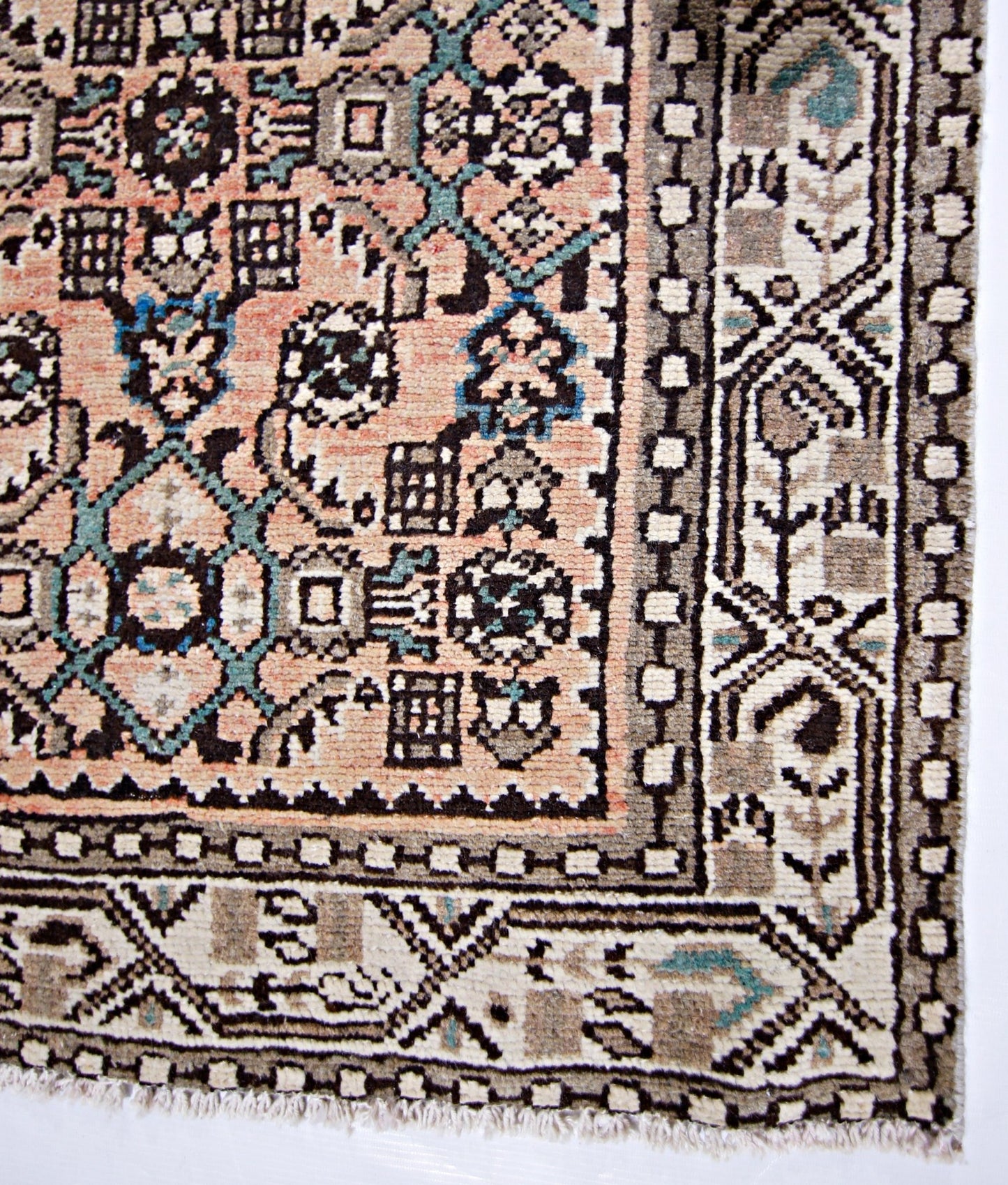 Handmade Vintage Persian Hallway Runner | 402 x 77 cm | 13'2" x 2'6" - Najaf Rugs & Textile