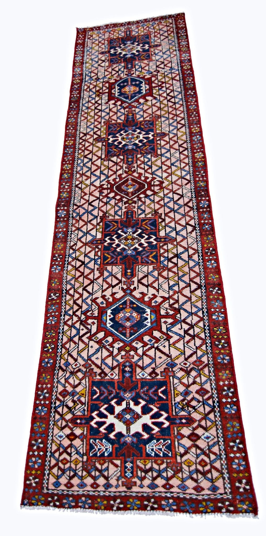 Handmade Vintage Persian Karaja Hallway Runner | 234 x 64 cm | 7'9" x 2'3" - Najaf Rugs & Textile