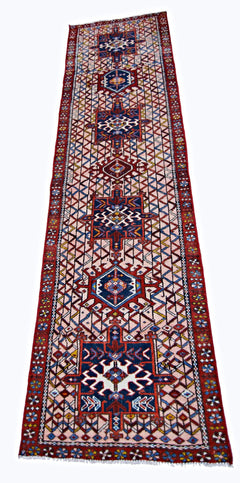 Handmade Vintage Persian Karaja Hallway Runner | 234 x 64 cm | 7'9" x 2'3" - Najaf Rugs & Textile