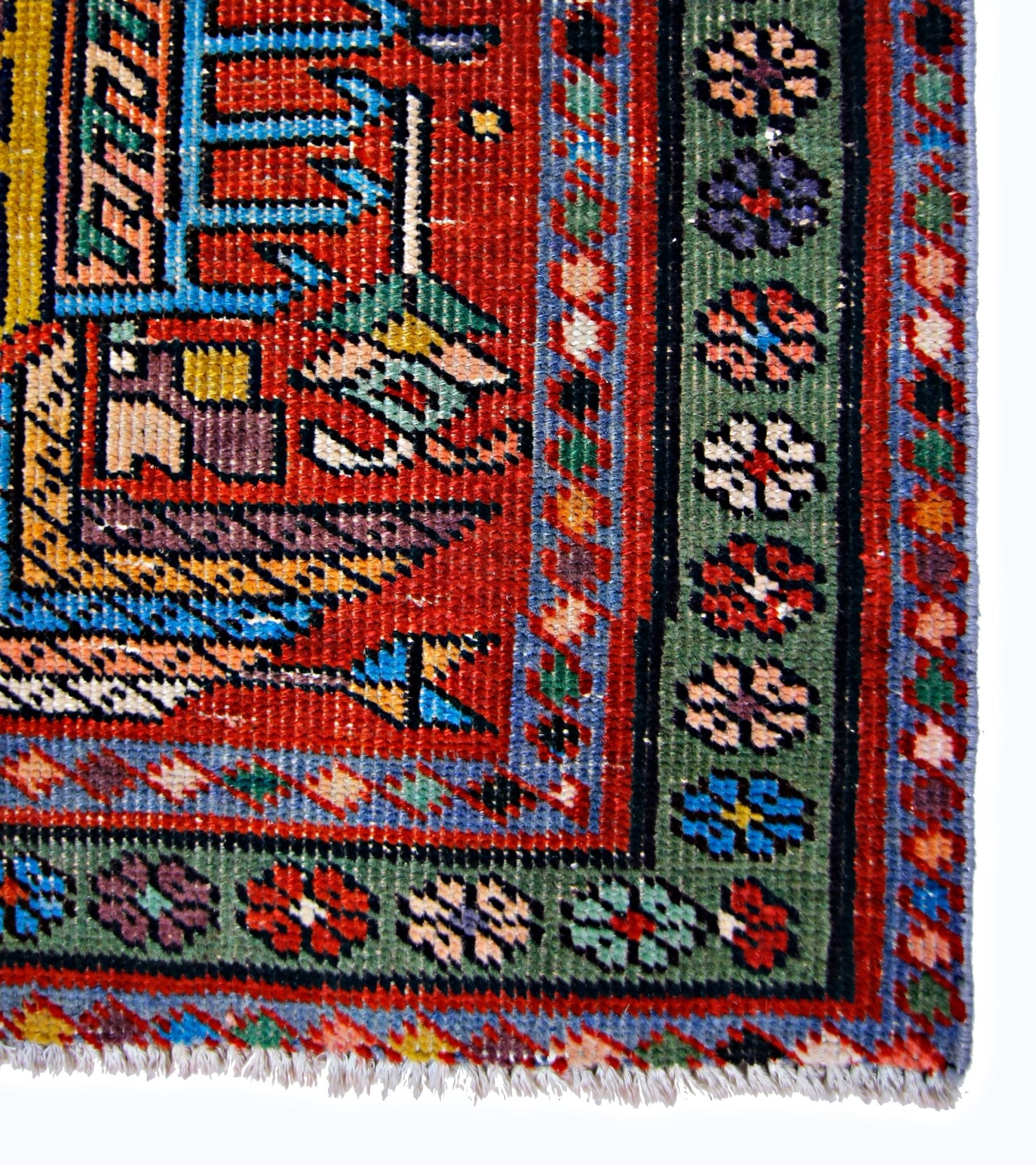 Handmade Vintage Persian Karaja Hallway Runner | 378 x 98 cm | 12'15" x 3'2" - Najaf Rugs & Textile