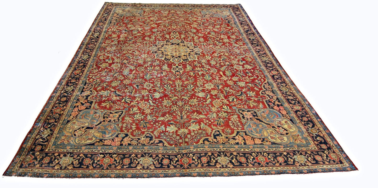 Handmade Vintage Persian Kashan Rug | 319 x 209 cm | 10'6" x 6'10" - Najaf Rugs & Textile