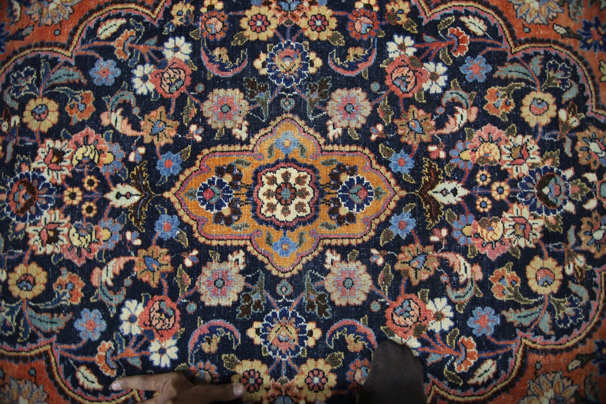 Handmade Vintage Persian Kashan Rug | 359 x 255 cm | 11'9" x 8'4" - Najaf Rugs & Textile