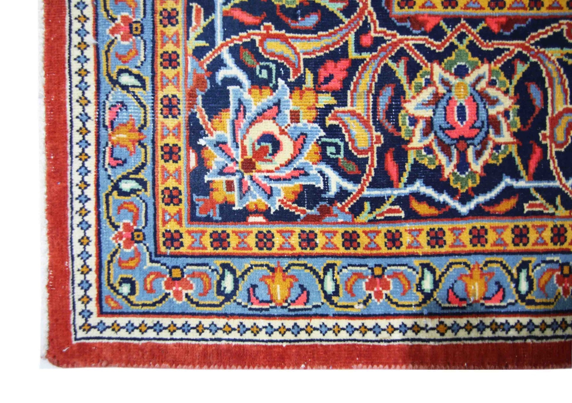 Handmade Vintage Persian Kashan Rug | 363 x 240 cm | 11'11" x 7'10" - Najaf Rugs & Textile