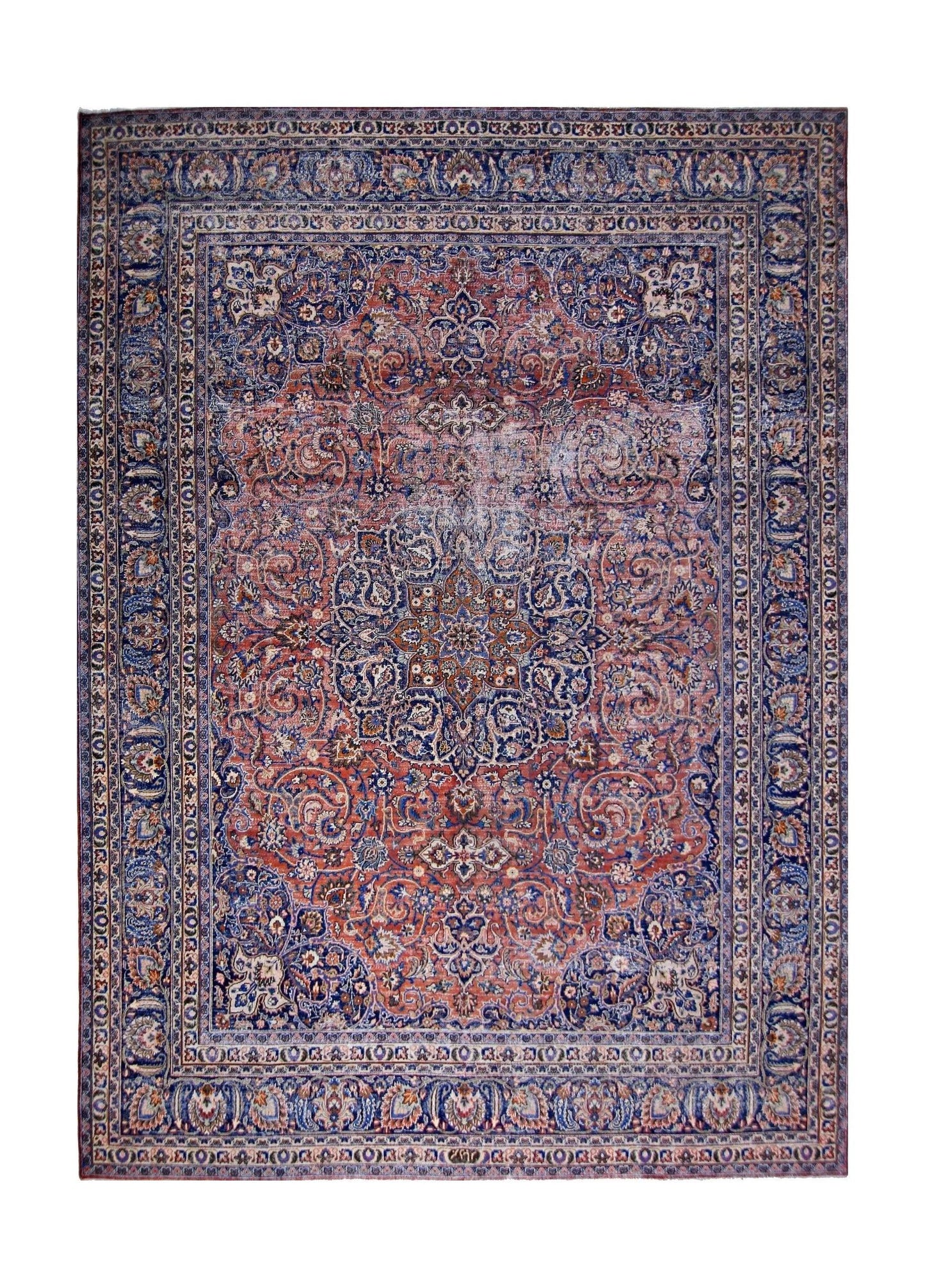 Handmade Vintage Persian Kashan Rug | 386 x 296 cm | 12'8" x 9'9" - Najaf Rugs & Textile