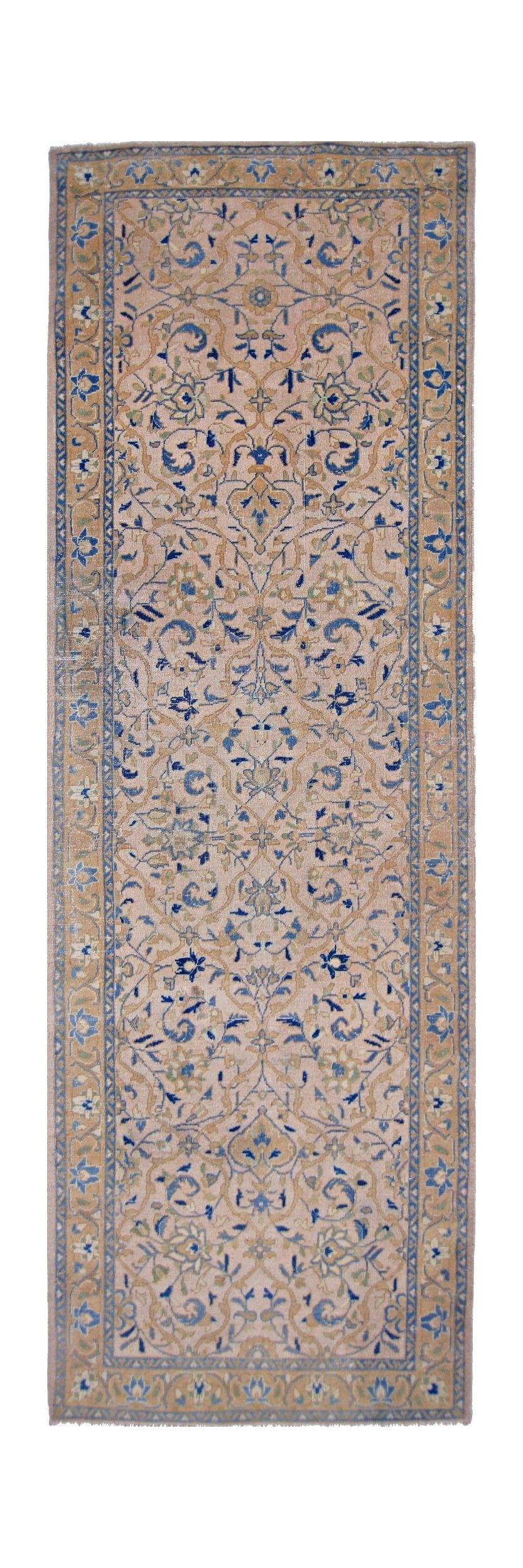Vintage Persian Kashan Runner