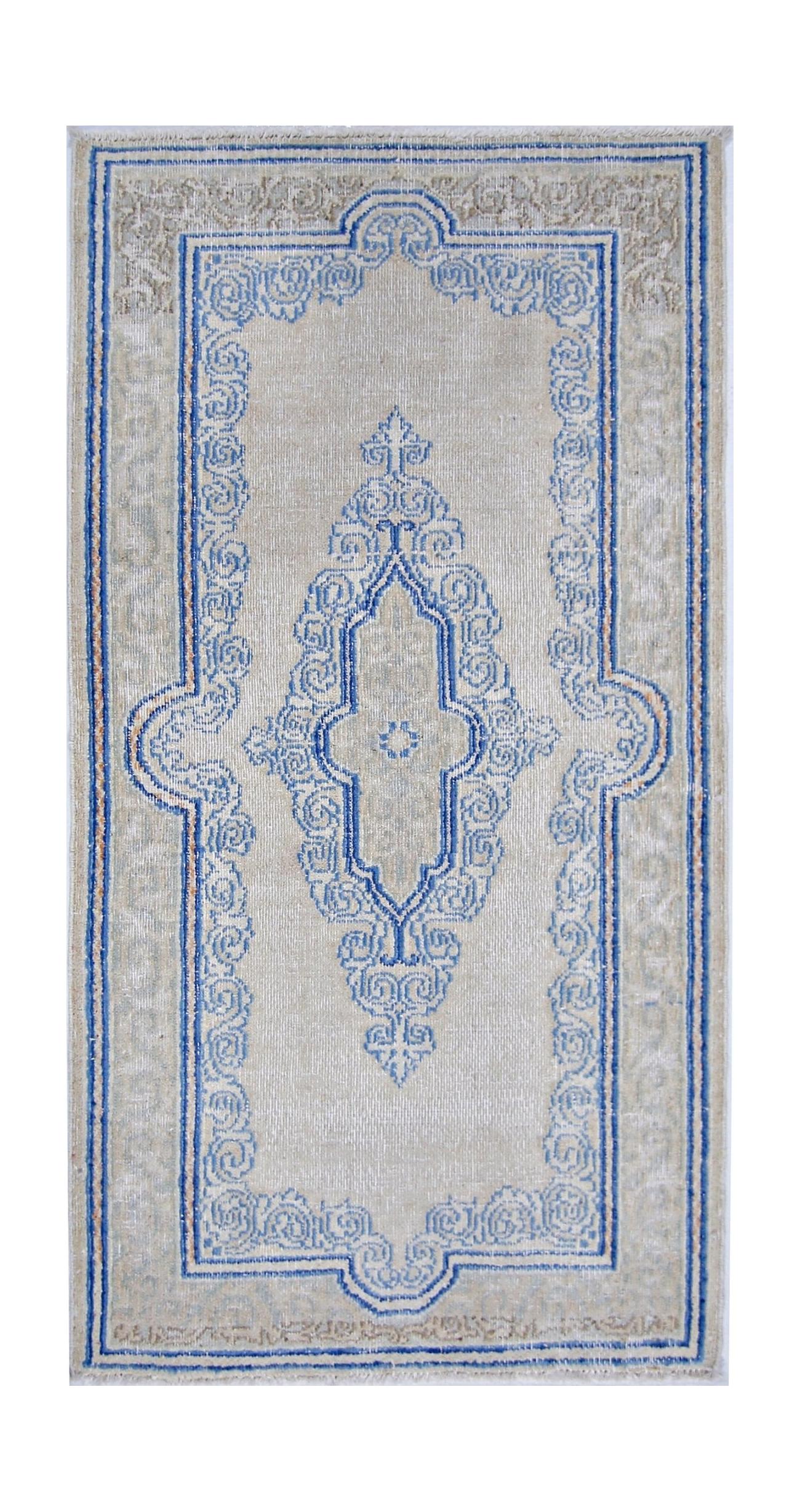 Handmade Vintage Persian Kerman Rug | 110 x 57 cm | 3'7" x 1'10" - Najaf Rugs & Textile
