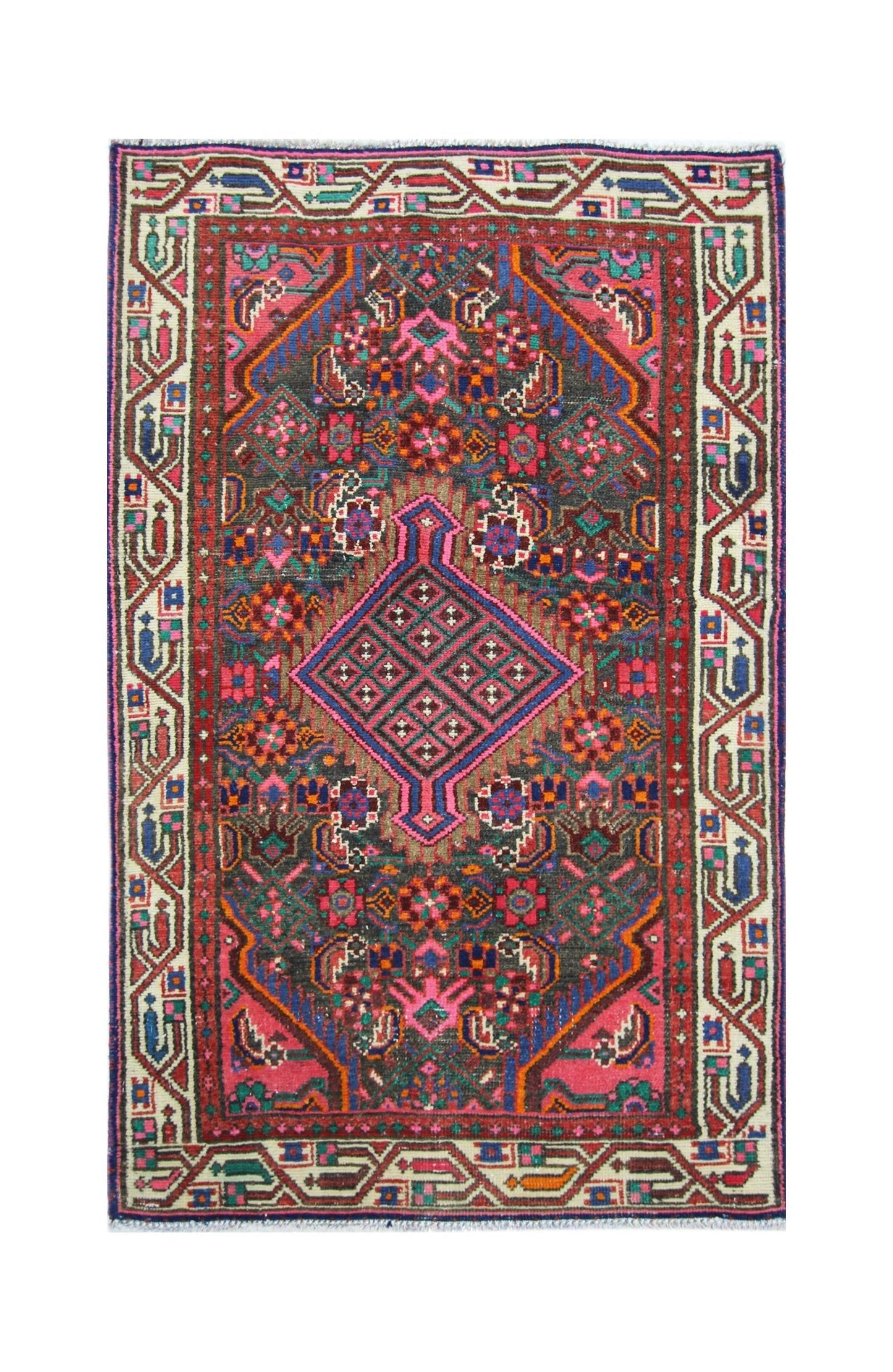Handmade Vintage Persian Kerman Rug | 119 x 74 cm | 3'11" x 2'5" - Najaf Rugs & Textile