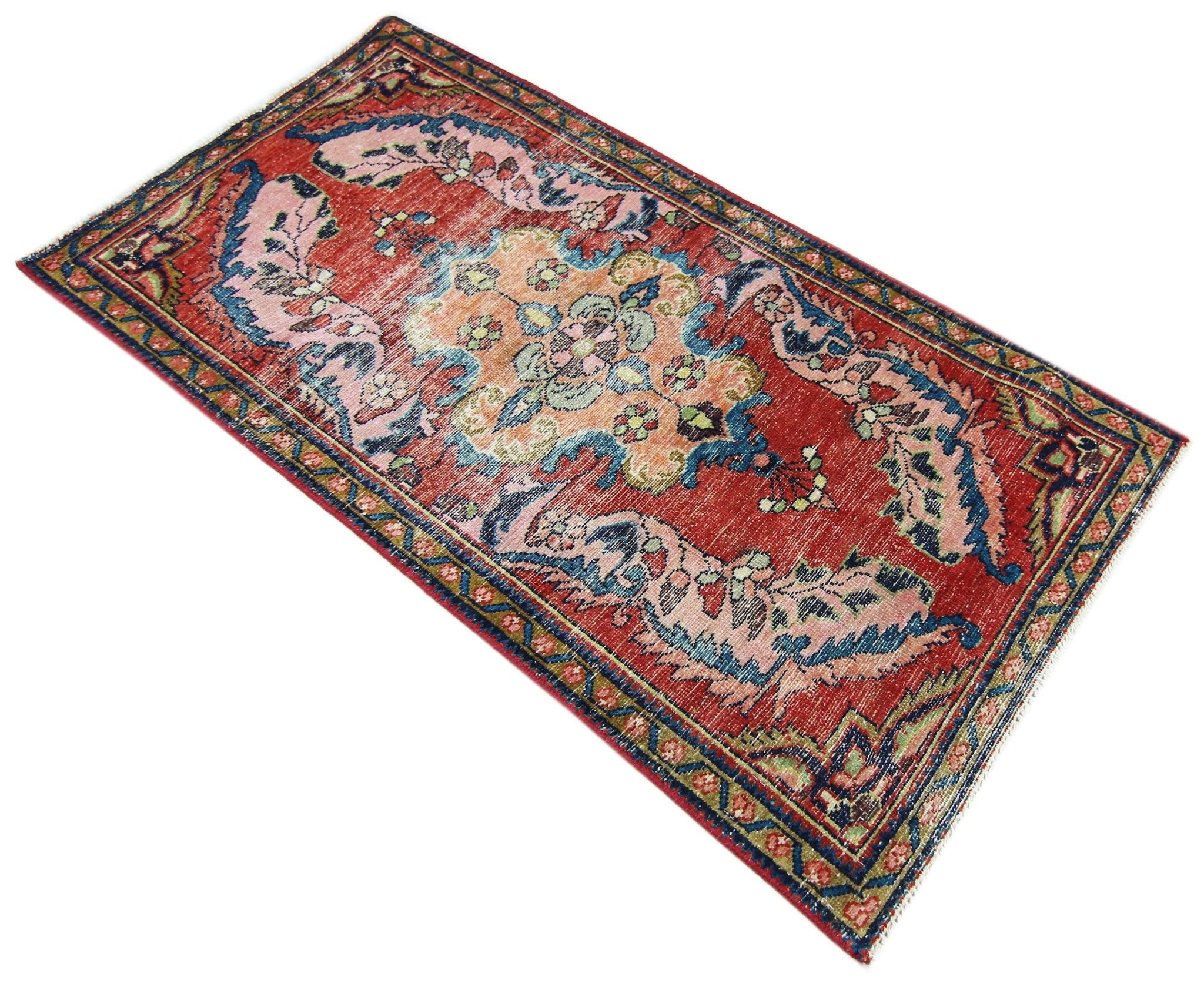 Handmade Vintage Persian Kerman Rug | 124 x 63 cm | 4'1" x 2'1" - Najaf Rugs & Textile