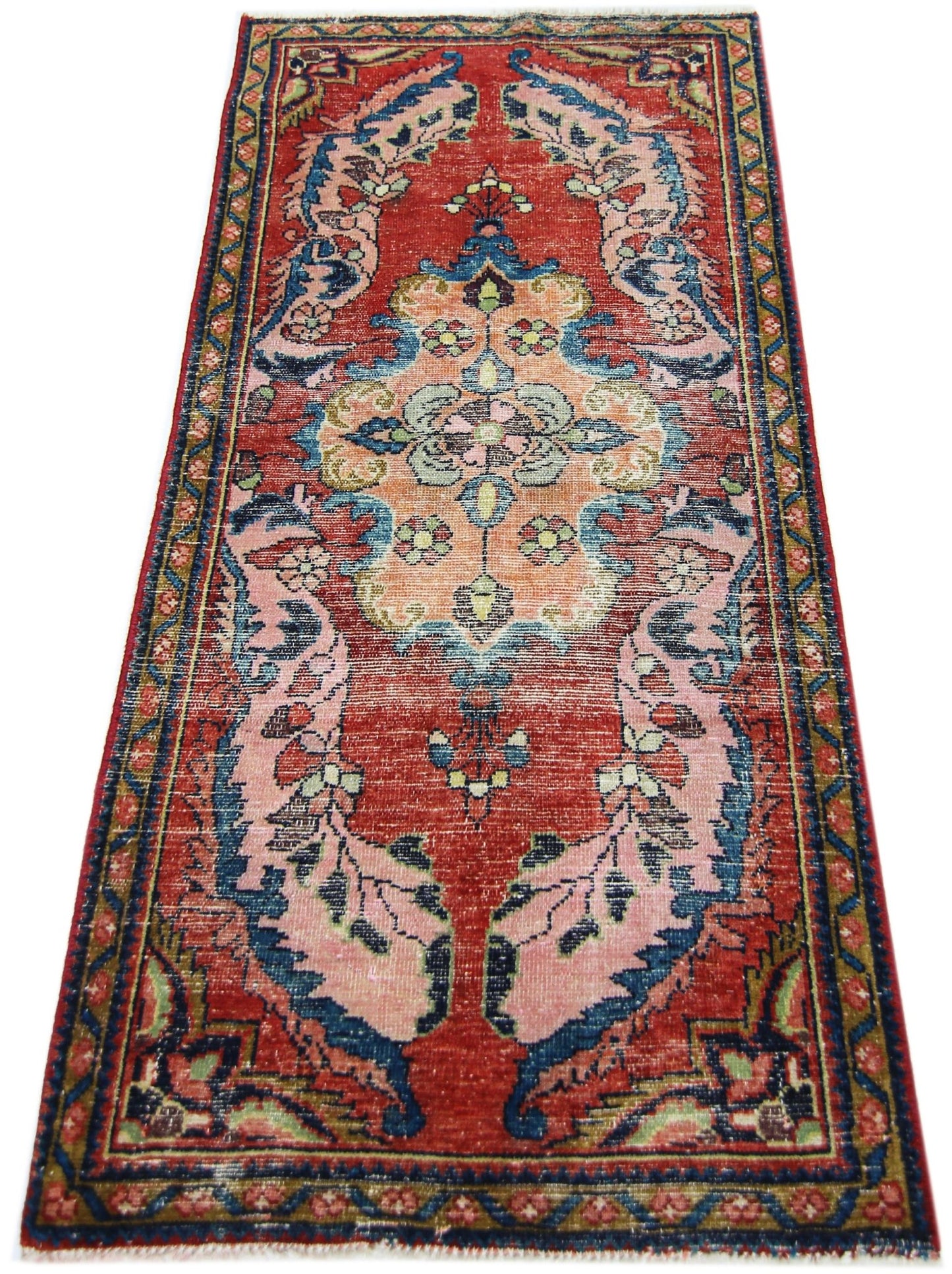 Handmade Vintage Persian Kerman Rug | 124 x 63 cm | 4'1" x 2'1" - Najaf Rugs & Textile