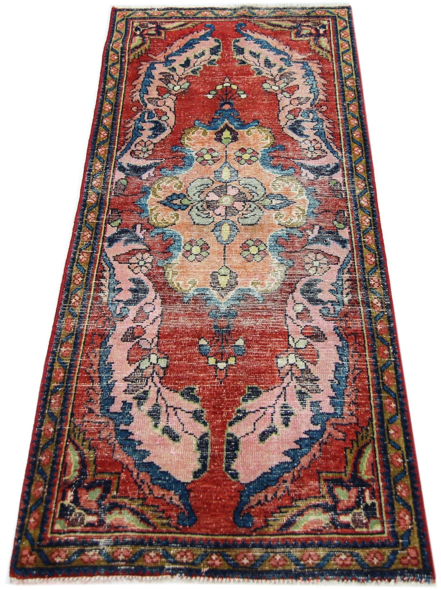 Handmade Vintage Persian Kerman Rug | 124 x 63 cm | 4'1" x 2'1" - Najaf Rugs & Textile