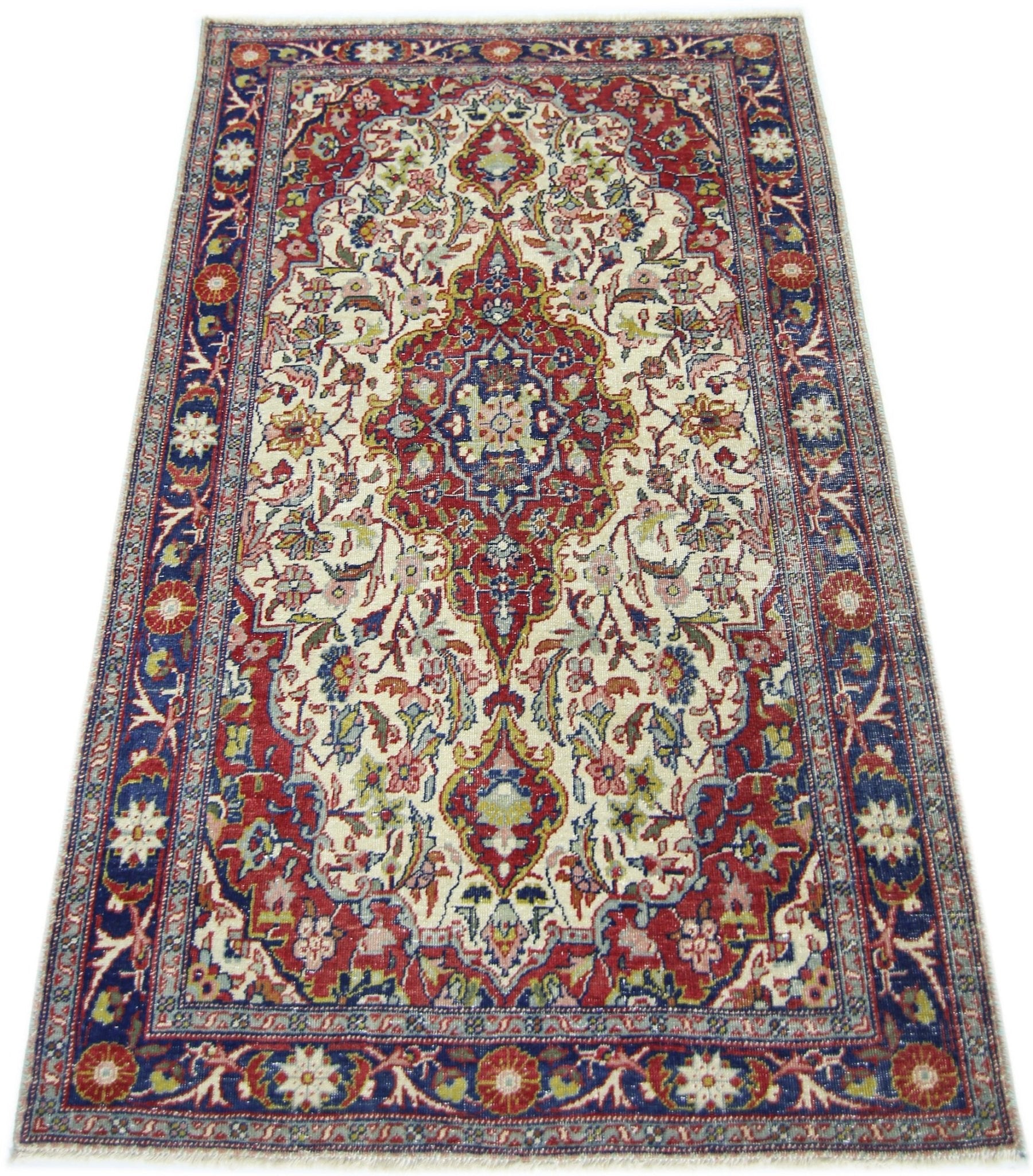 Handmade Vintage Persian Kerman Rug | 129 x 83 cm | 4'3" x 2'9" - Najaf Rugs & Textile