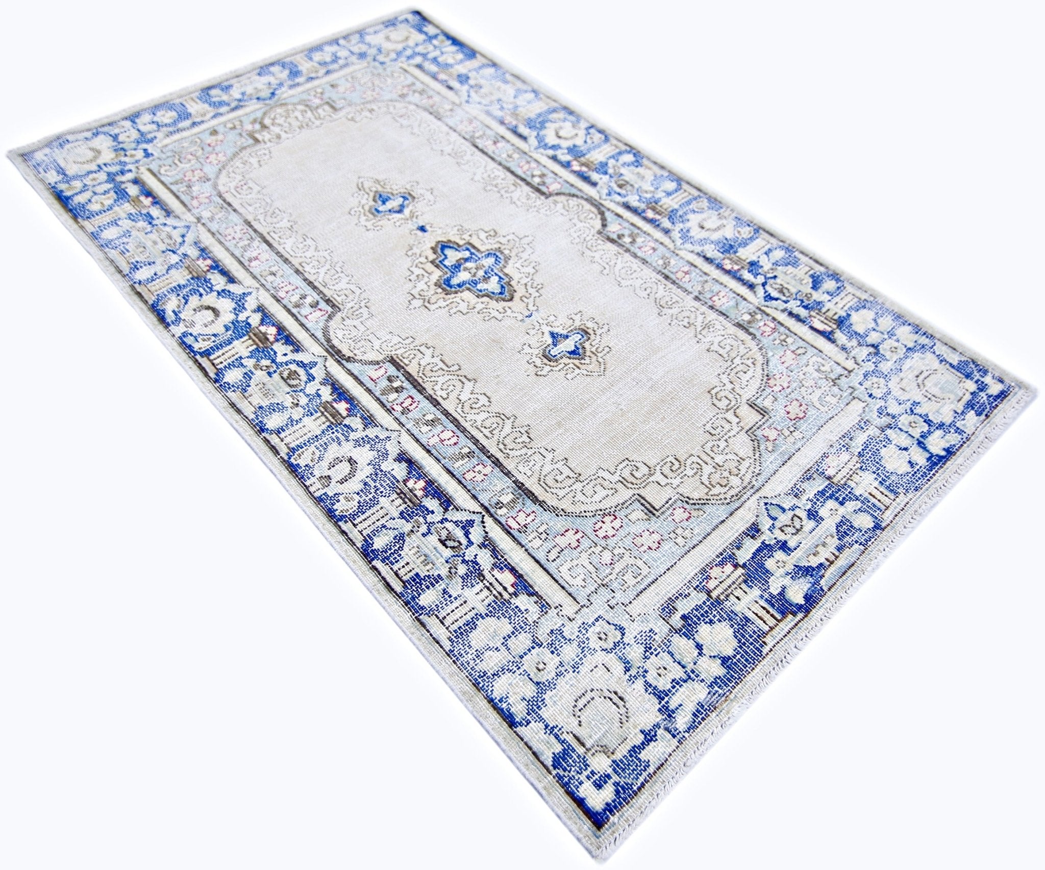 Handmade Vintage Persian Kerman Rug | 140 x 84 cm | 4'7" x 2'9" - Najaf Rugs & Textile