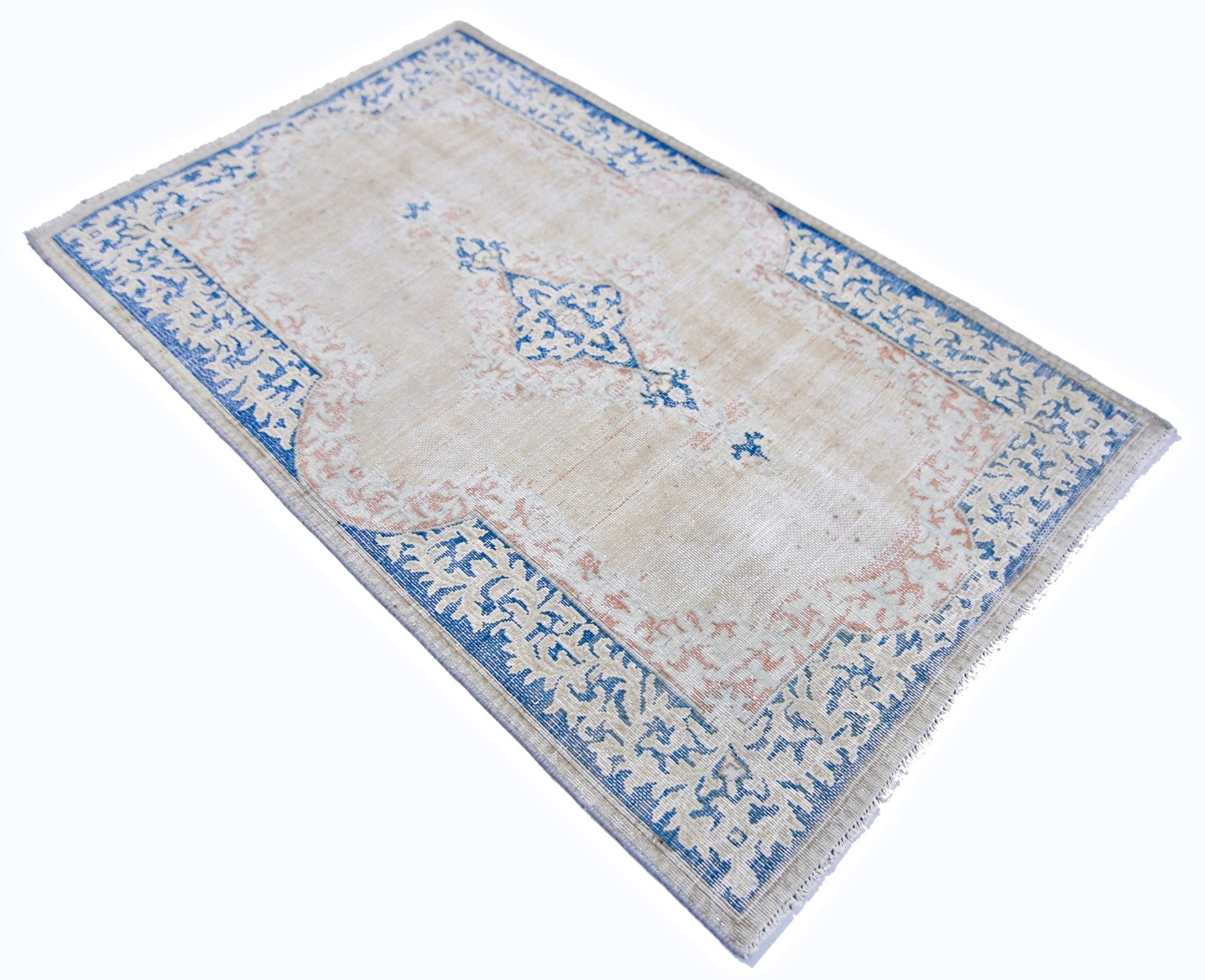Handmade Vintage Persian Kerman Rug | 141 x 86 cm | 4'7" x 2'10" - Najaf Rugs & Textile