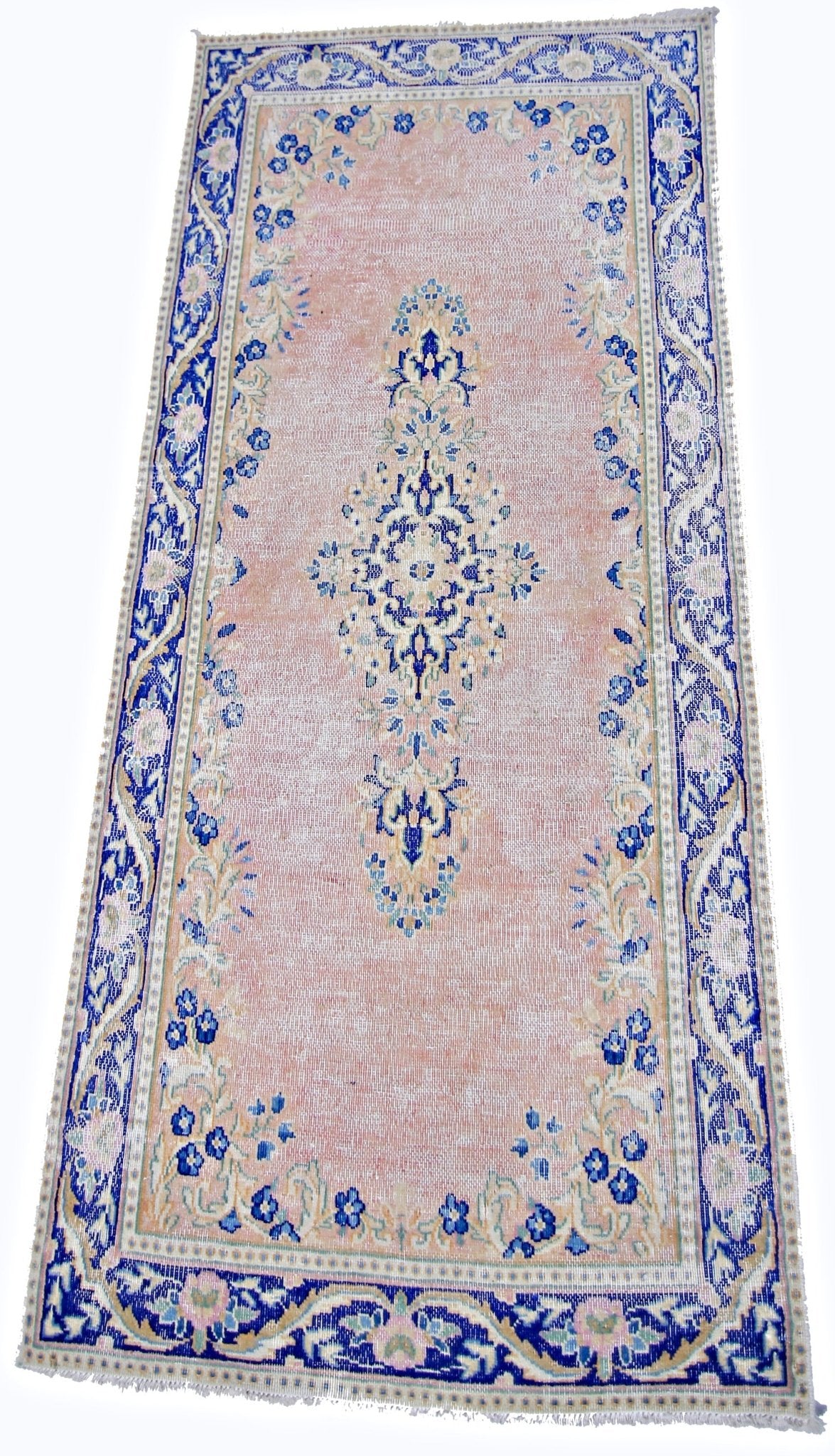 Handmade Vintage Persian Kerman Rug | 149 x 68 cm | 4'11" x 2'3" - Najaf Rugs & Textile