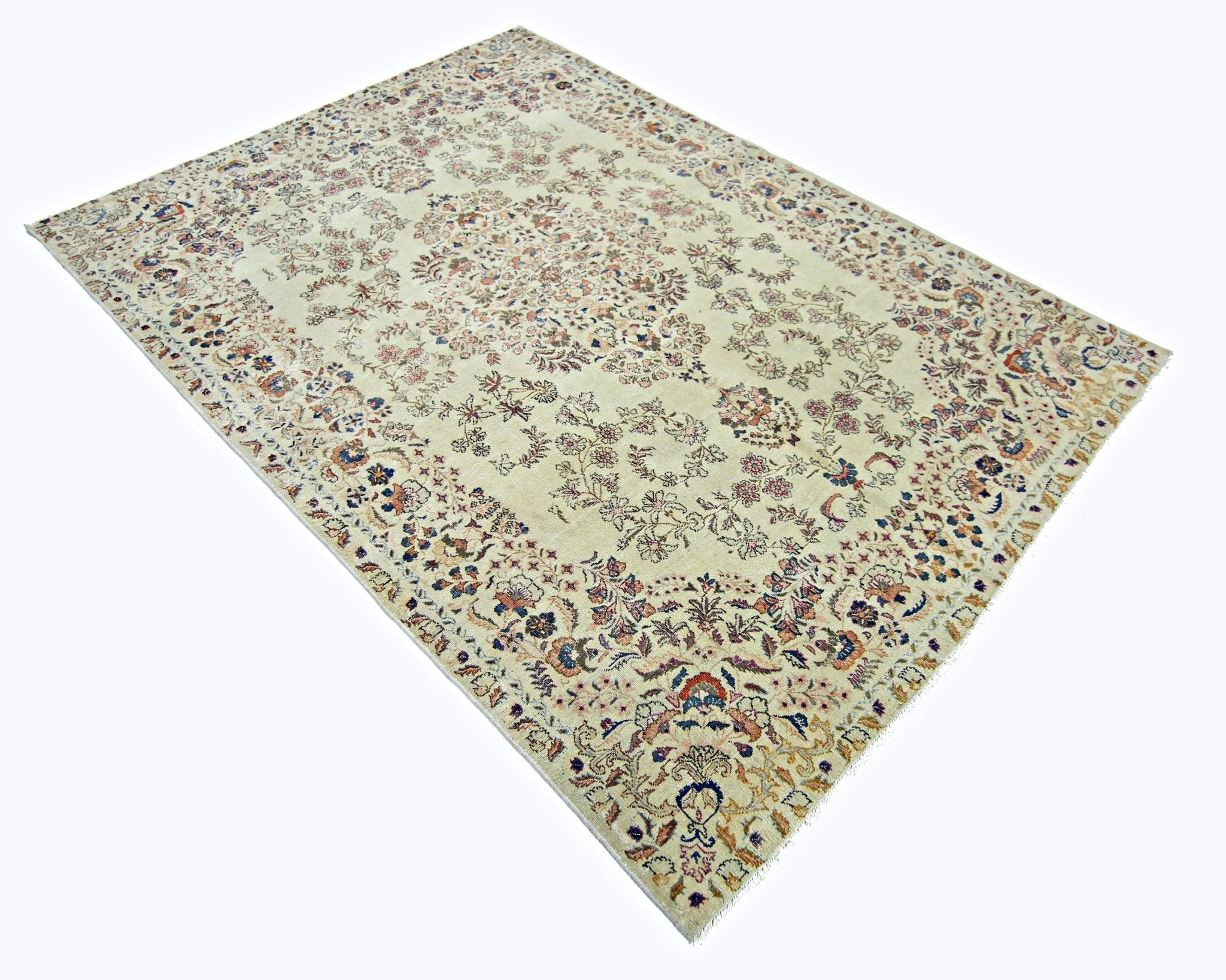 Handmade Vintage Persian Kerman Rug | 199 x 137 cm | 6'6" x 4'6" - Najaf Rugs & Textile
